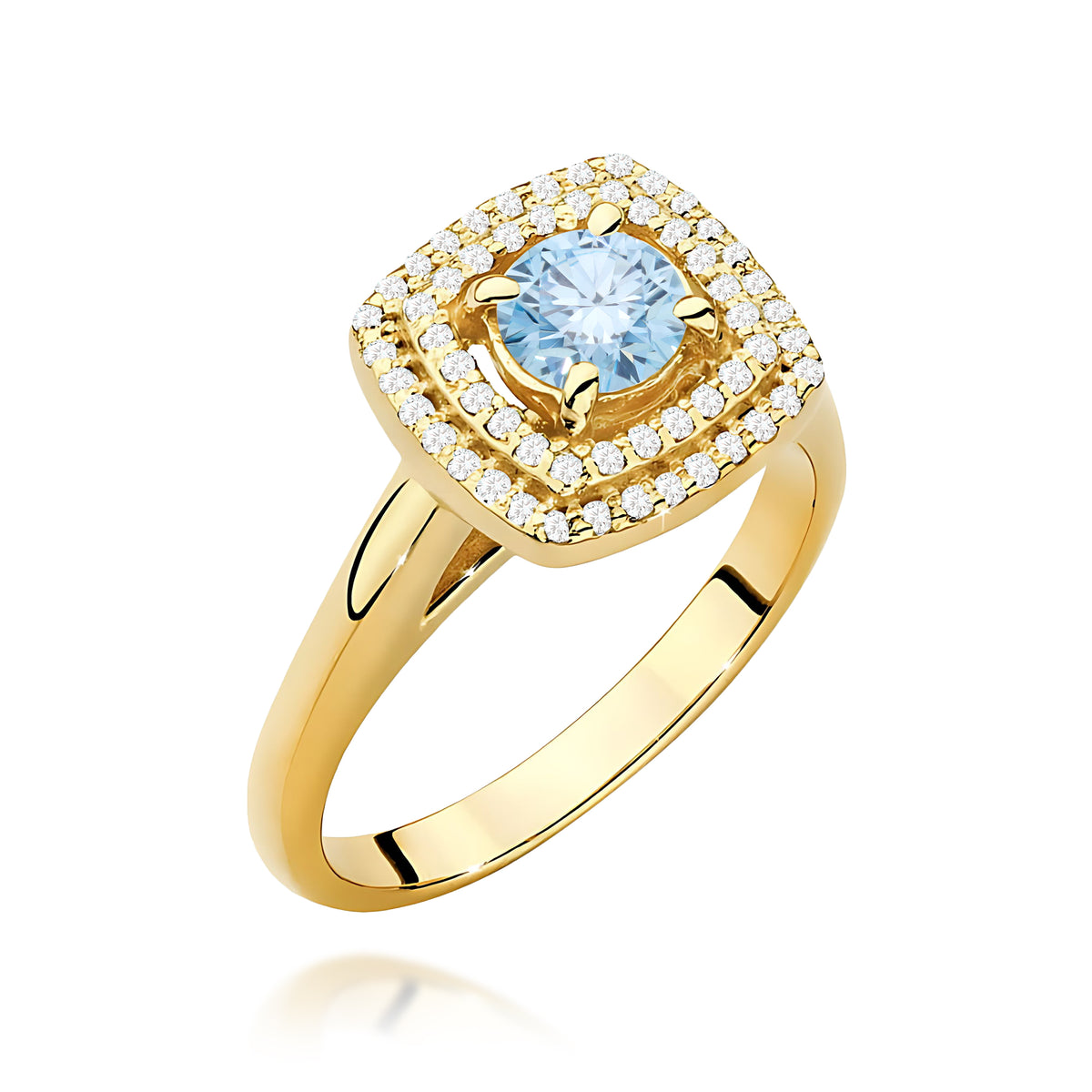 Inel Aur 9K cu Diamante Albastru de Laborator 0.78 ct