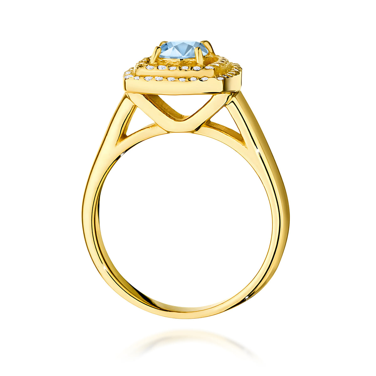 Inel Aur 9K cu Diamante Albastru de Laborator 0.78 ct