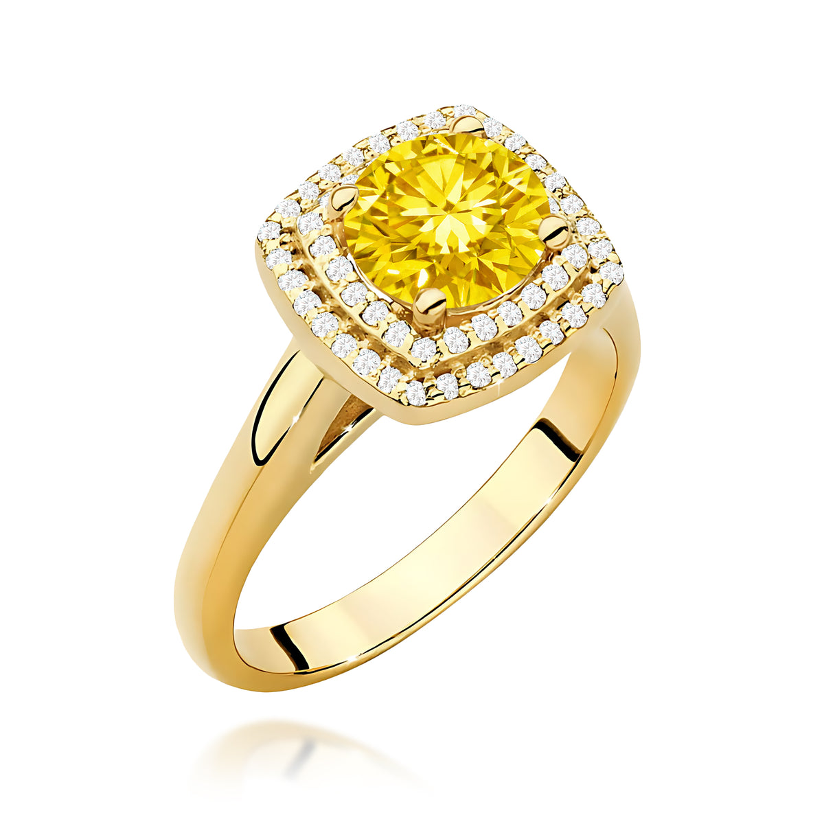 Inel Aur 9K cu Diamante Galben de Laborator 1.28 ct
