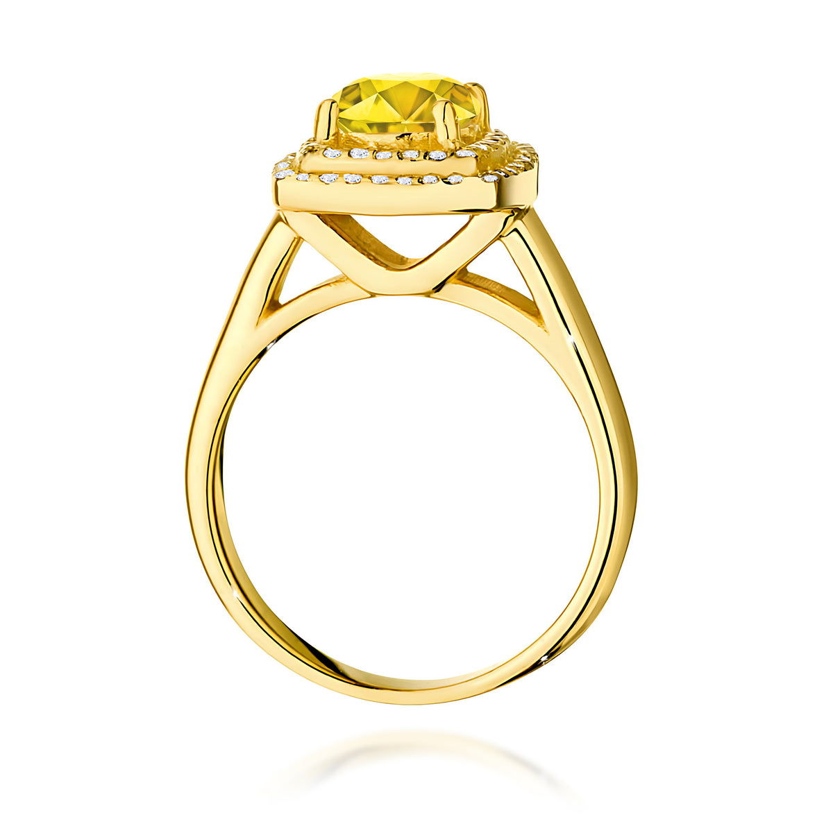 Inel Aur 9K cu Diamante Galben de Laborator 1.28 ct