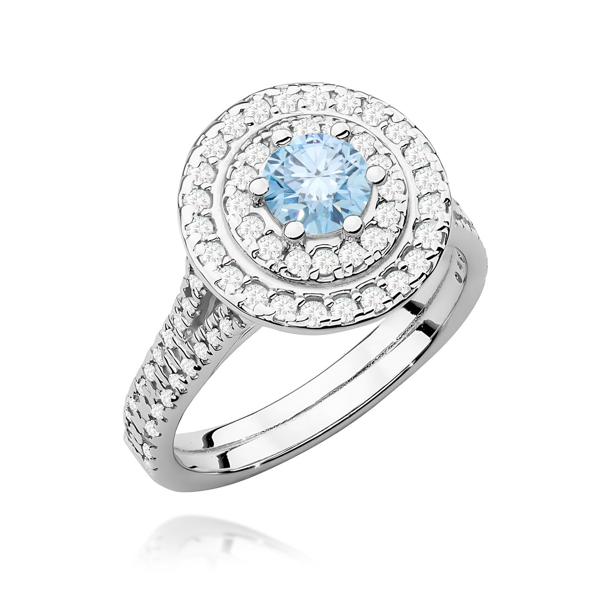 Inel Aur 14K cu Diamante Albastru de Laborator 1.11 ct