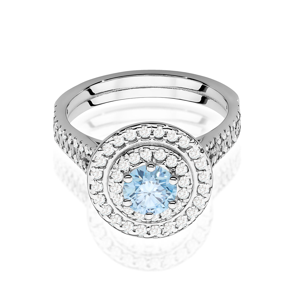 Inel Aur 14K cu Diamante Albastru de Laborator 1.11 ct