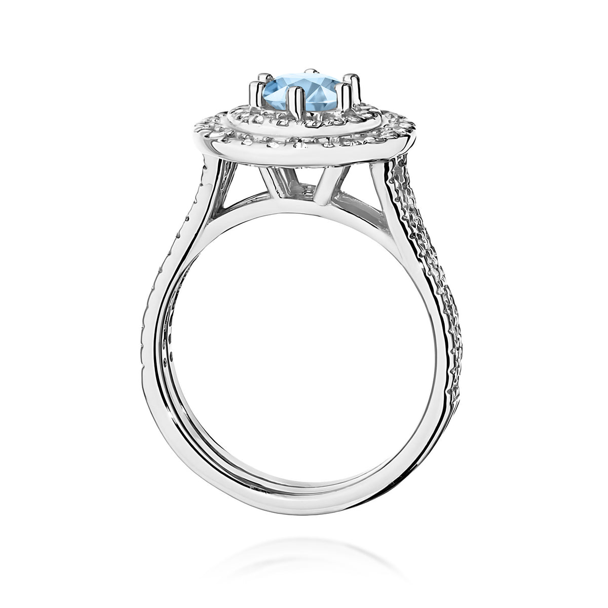 Inel Aur 14K cu Diamante Albastru de Laborator 1.11 ct