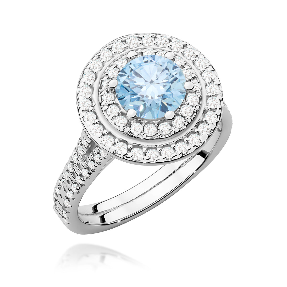 Inel Aur 9K cu Diamante Albastru de Laborator 1.63 ct