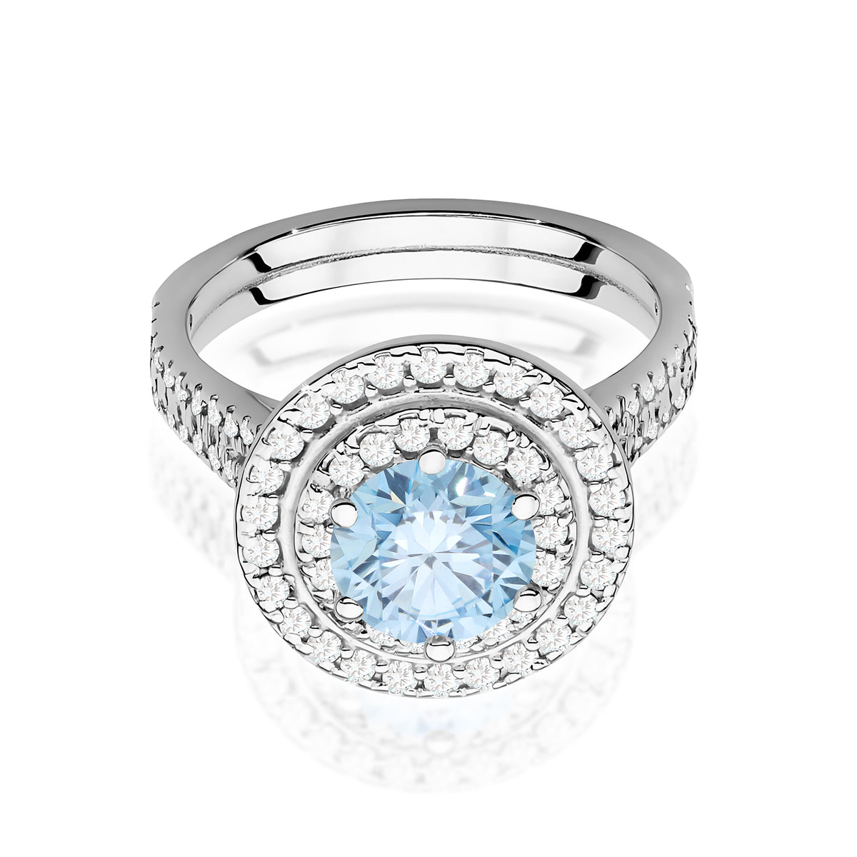Inel Aur 9K cu Diamante Albastru de Laborator 1.63 ct