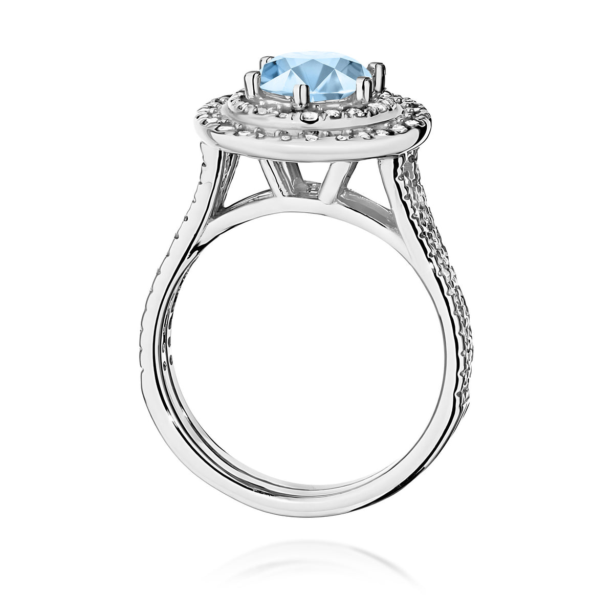 Inel Aur 9K cu Diamante Albastru de Laborator 1.63 ct