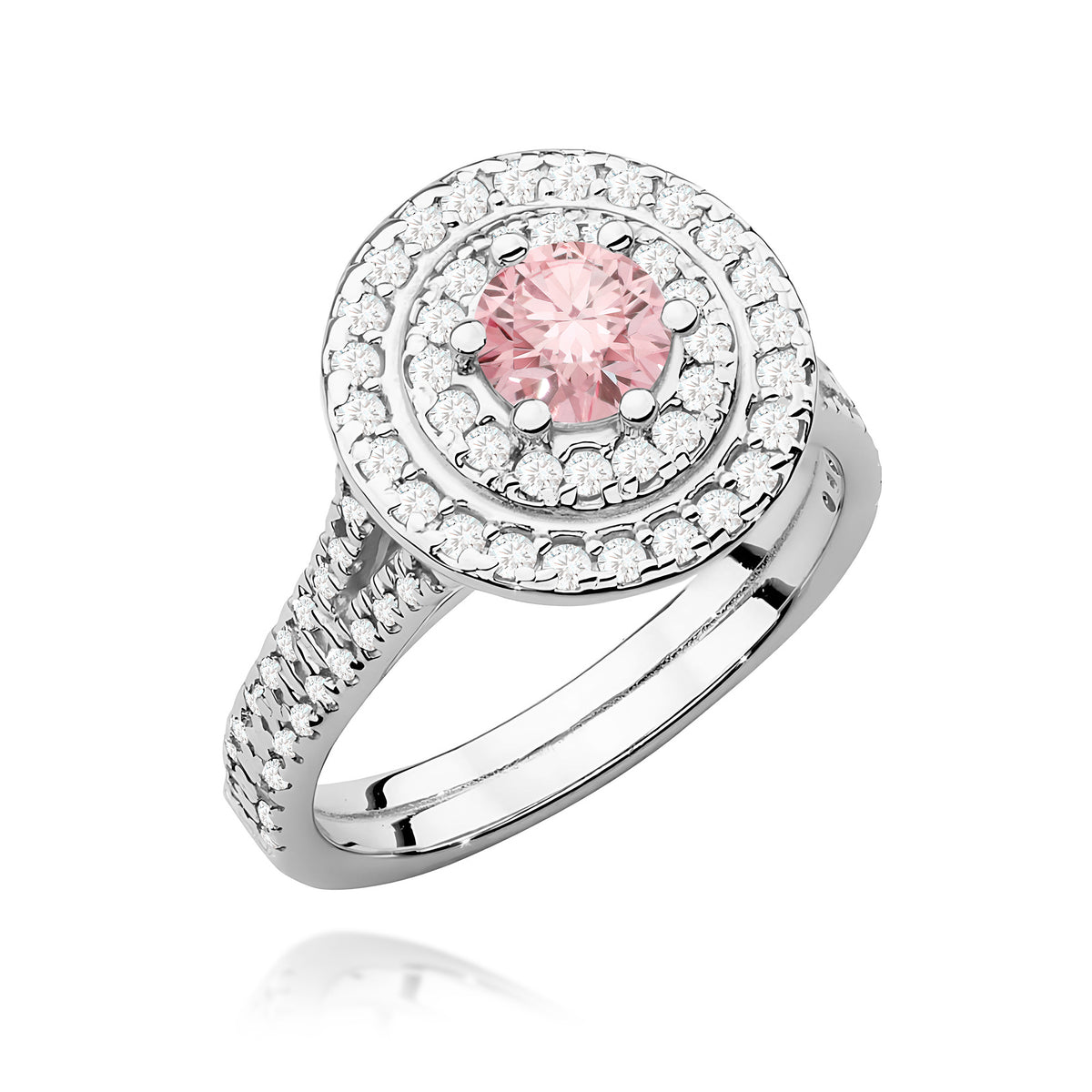 Inel Aur 9K cu Diamante Roz de Laborator 1.11 ct