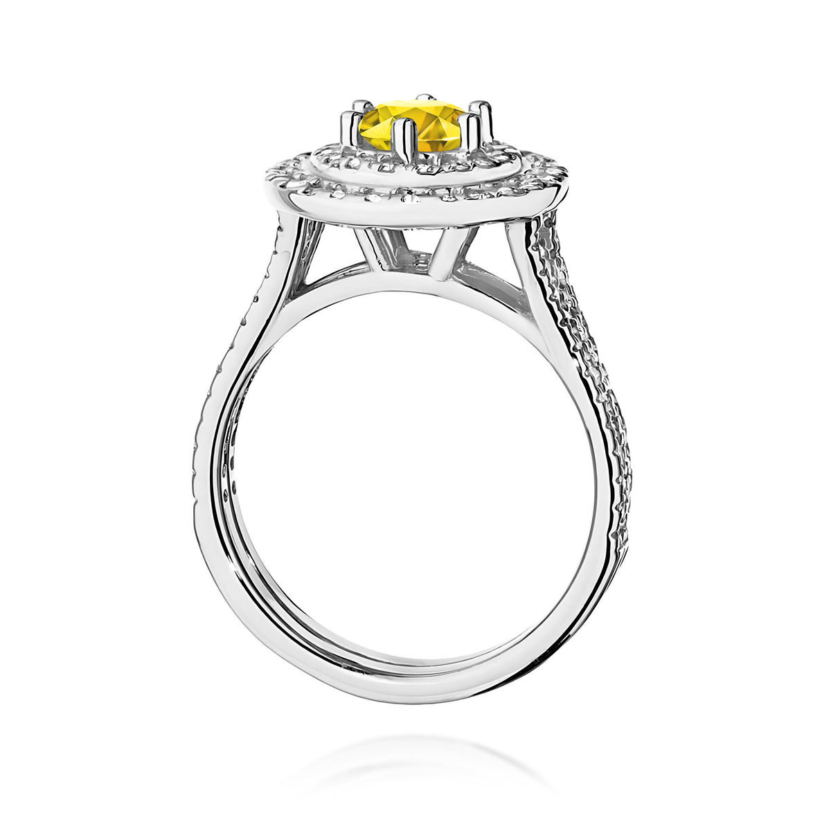 Inel Aur 9K cu Diamante Galben de Laborator 1.11 ct