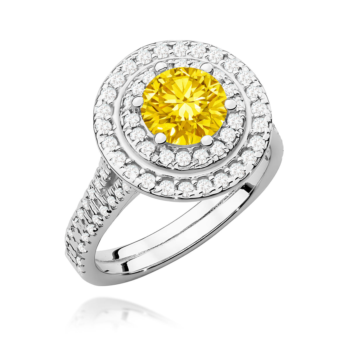 Inel Aur 9K cu Diamante Galben de Laborator 1.63 ct