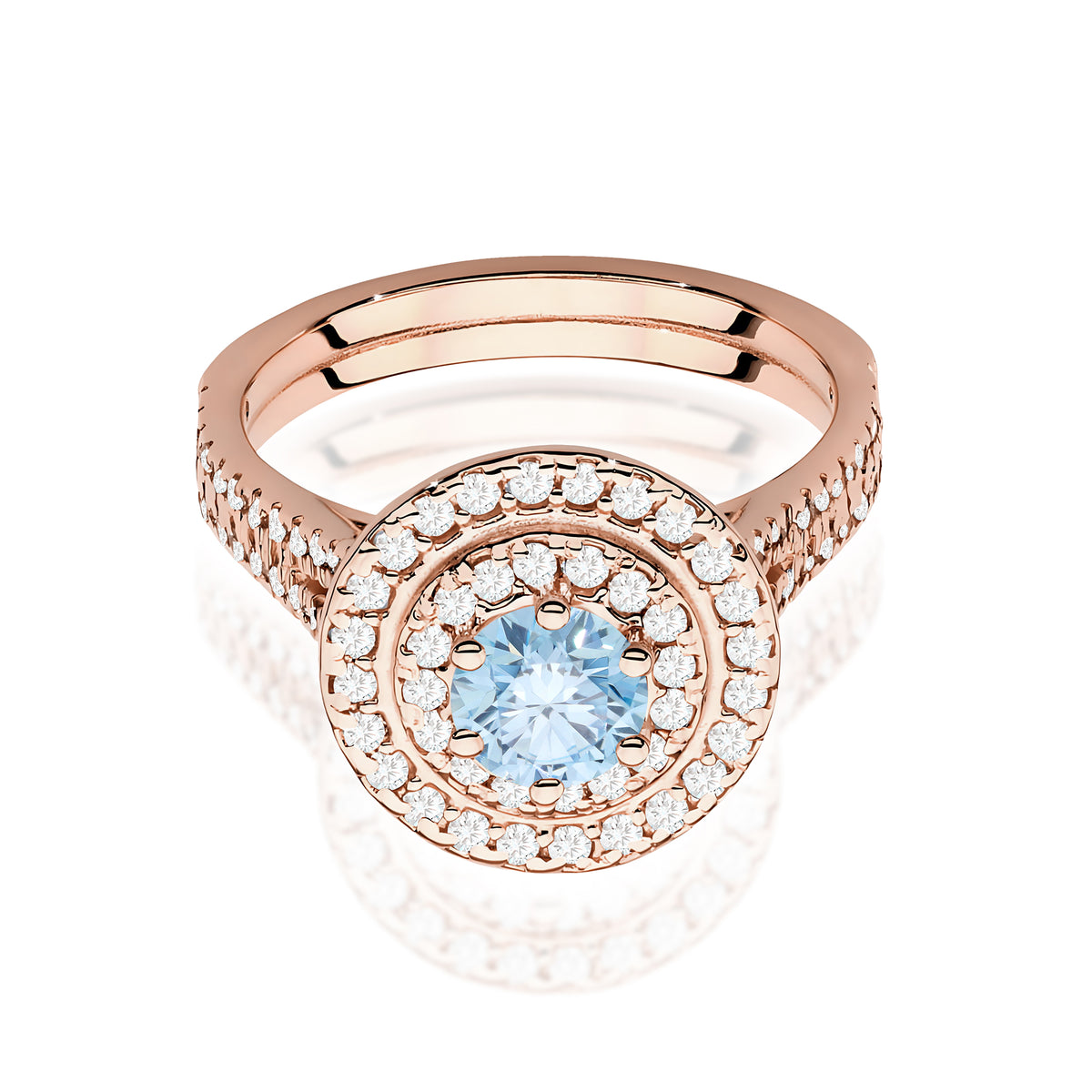 Inel Aur 14K cu Diamante Albastru de Laborator 1.11 ct