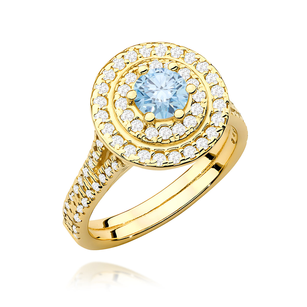 Inel Aur 14K cu Diamante Albastru de Laborator 1.11 ct