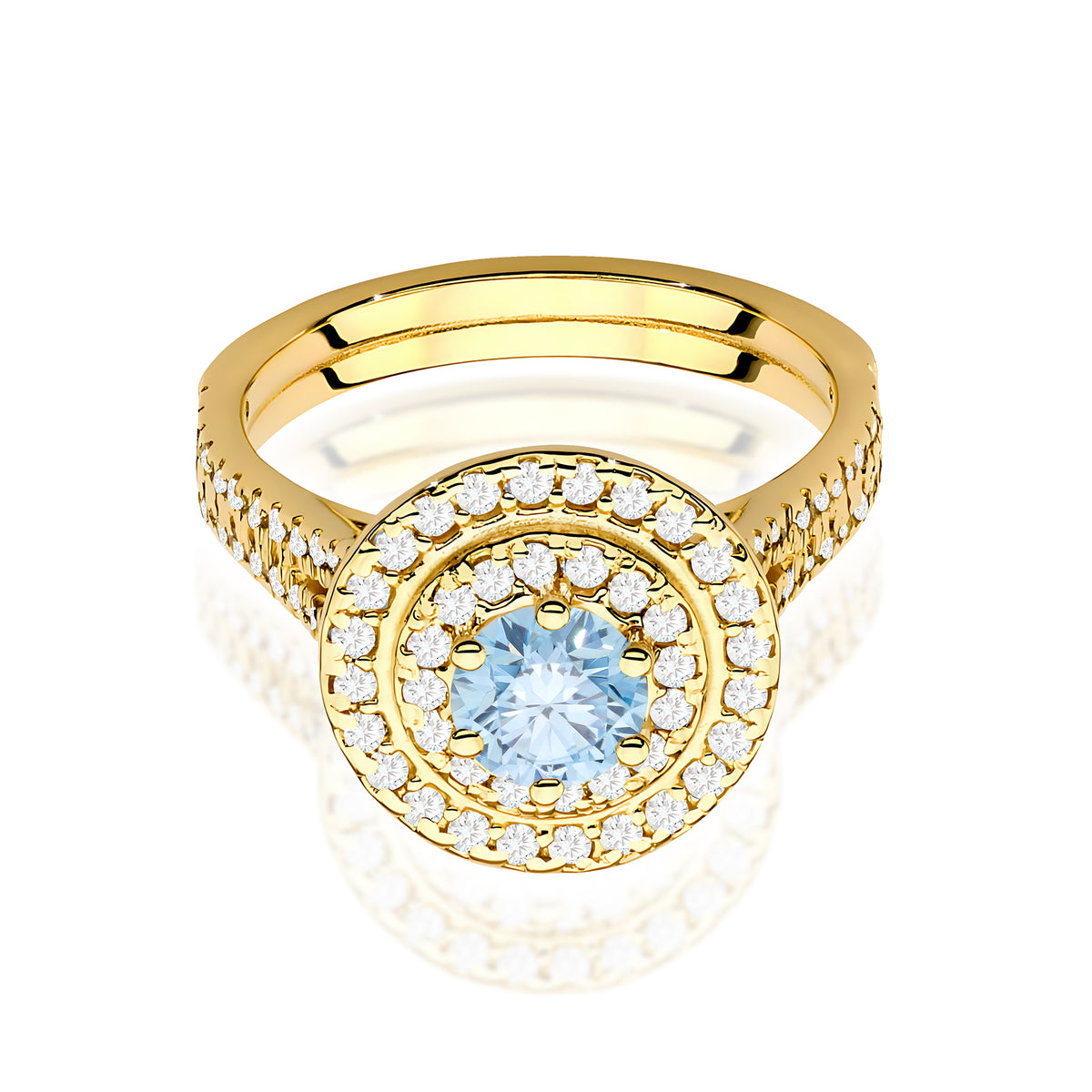 Inel Aur 14K cu Diamante Albastru de Laborator 1.11 ct
