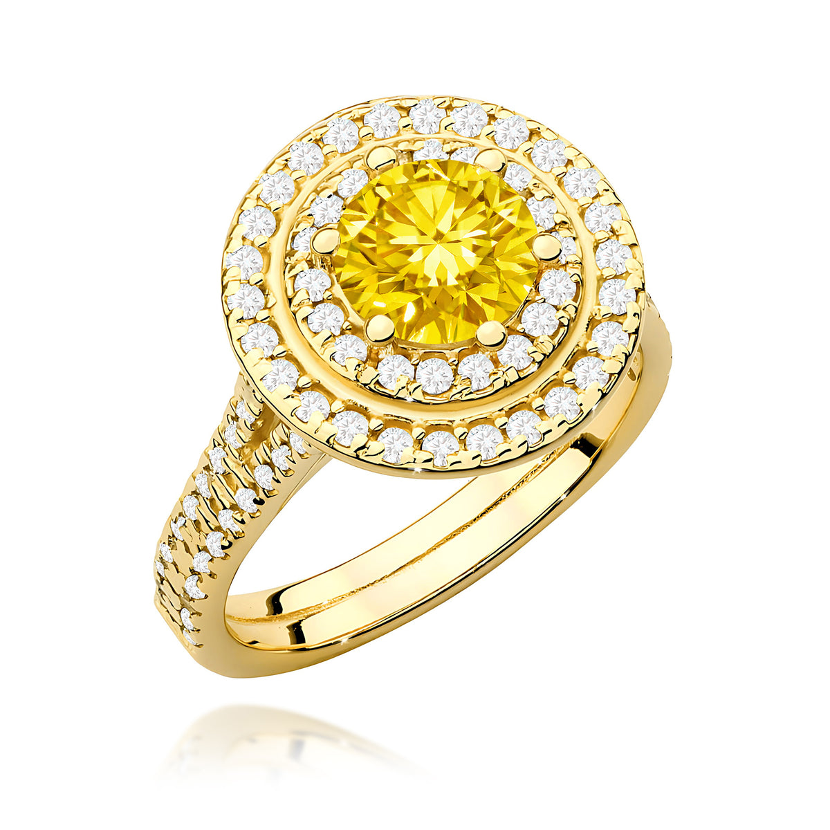 Inel Aur 14K cu Diamante Galben de Laborator 1.63 ct