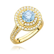 Inel Aur 9K cu Diamante Albastru de Laborator 1.63 ct