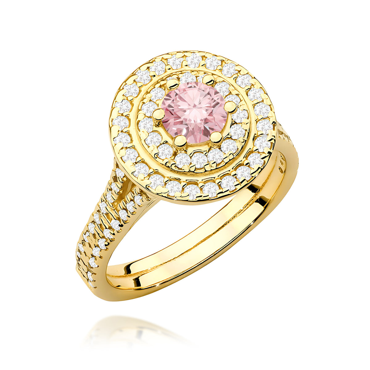 Inel Aur 9K cu Diamante Roz de Laborator 1.11 ct