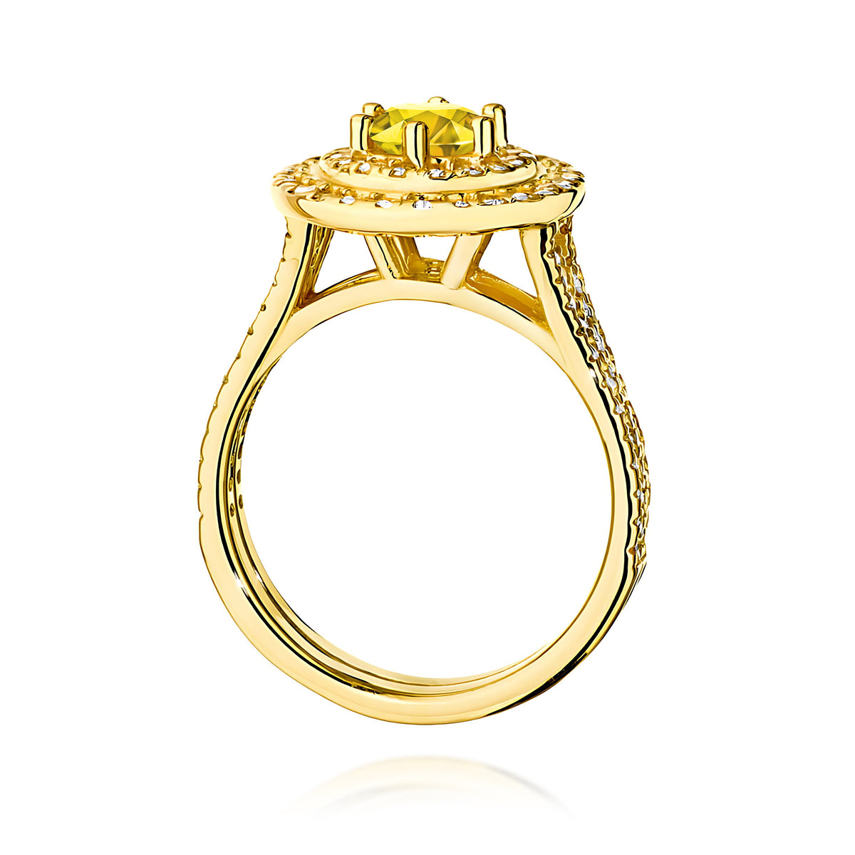 Inel Aur 9K cu Diamante Galben de Laborator 1.11 ct