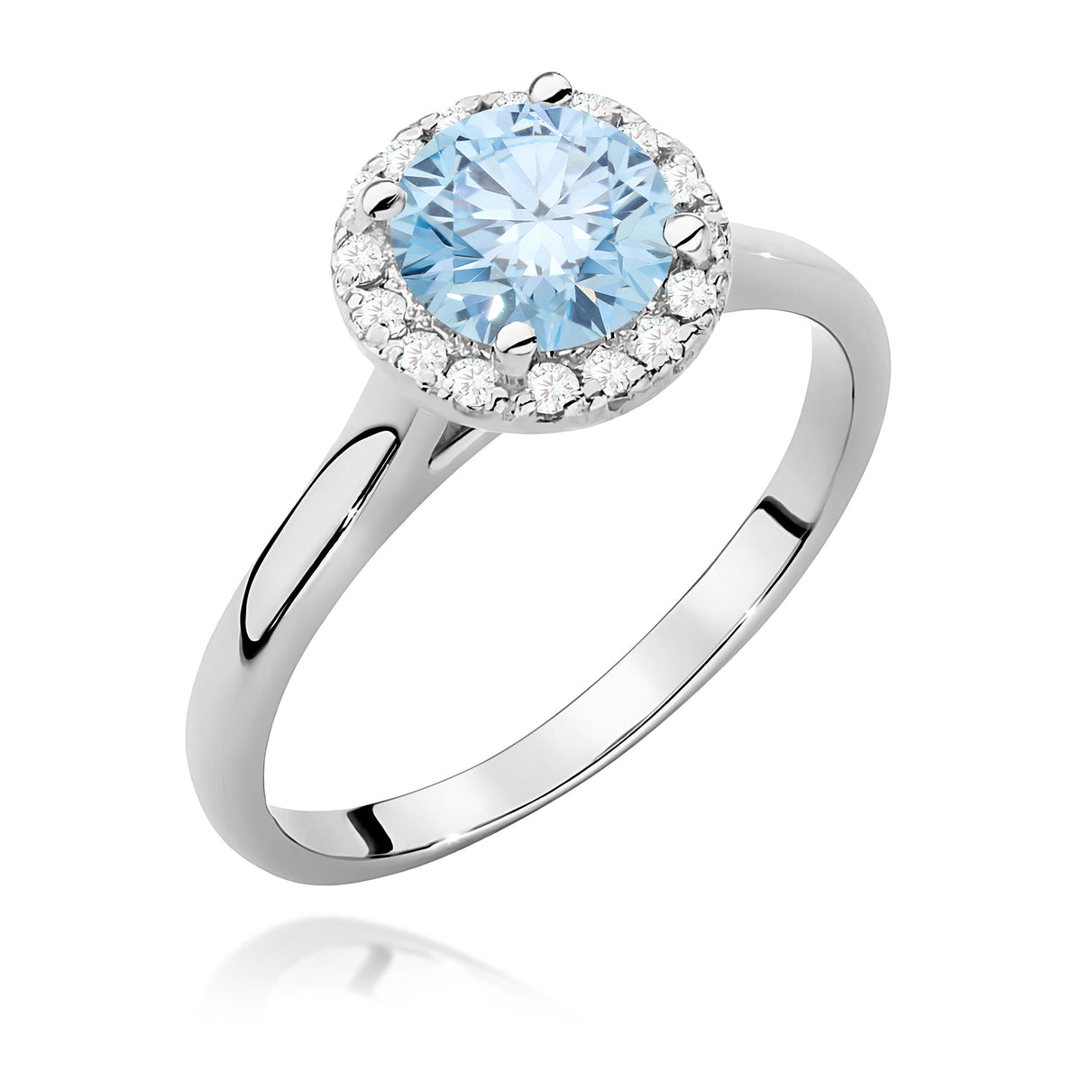 Inel Aur 14K cu Diamante Albastru de Laborator 1.14 ct