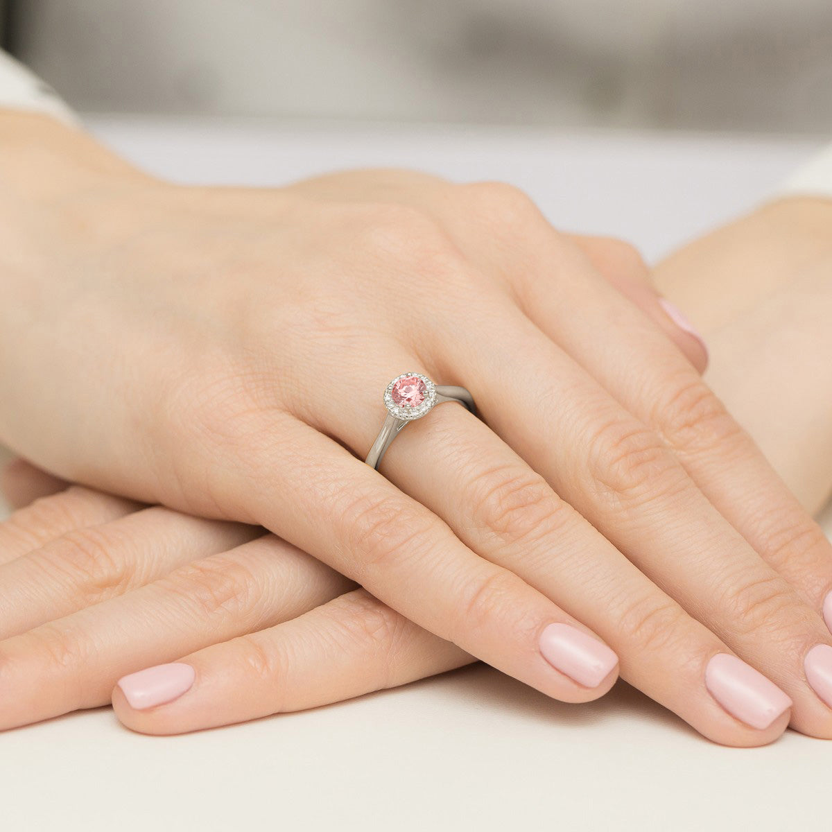 Inel Aur 14K cu Diamante Roz de Laborator 0.62 ct