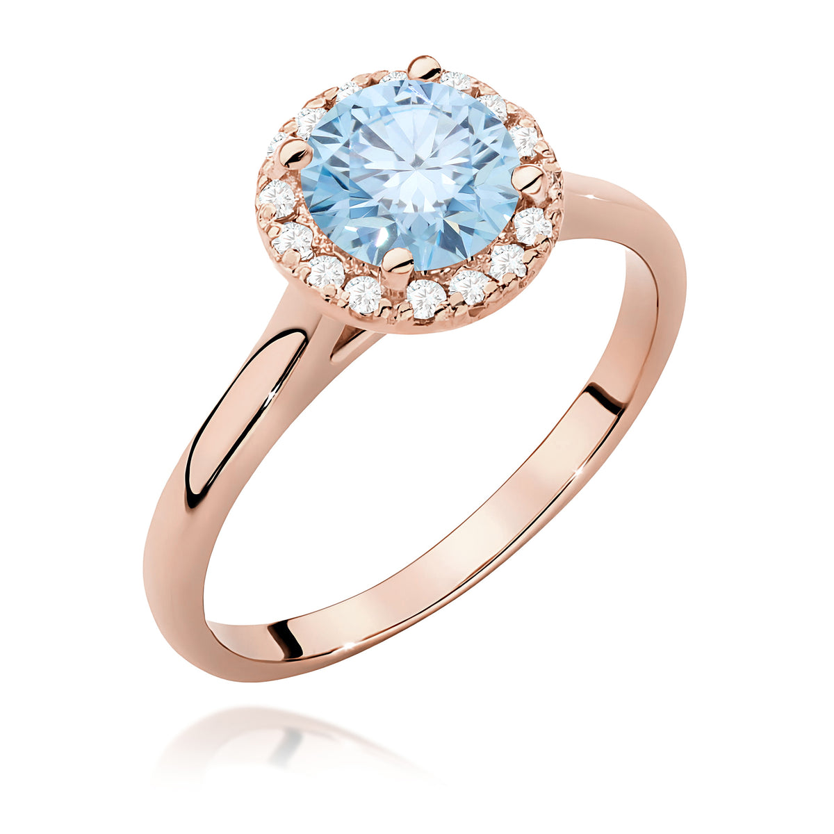 Inel Aur 14K cu Diamante Albastru de Laborator 1.14 ct