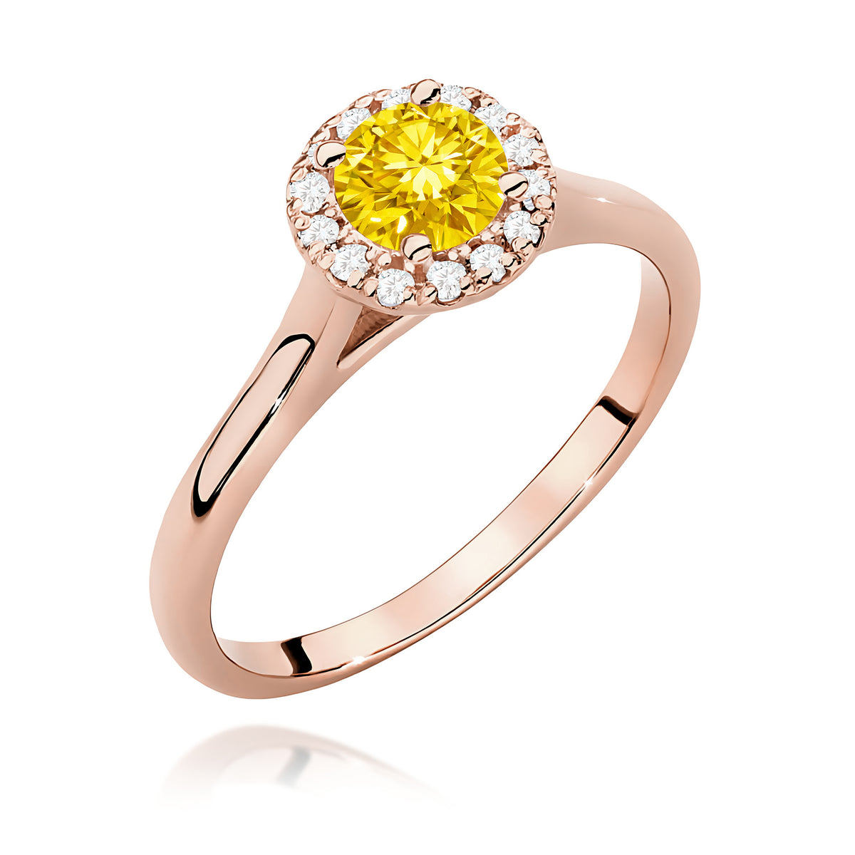 Inel Aur 14K cu Diamante Galben de Laborator 0.62 ct