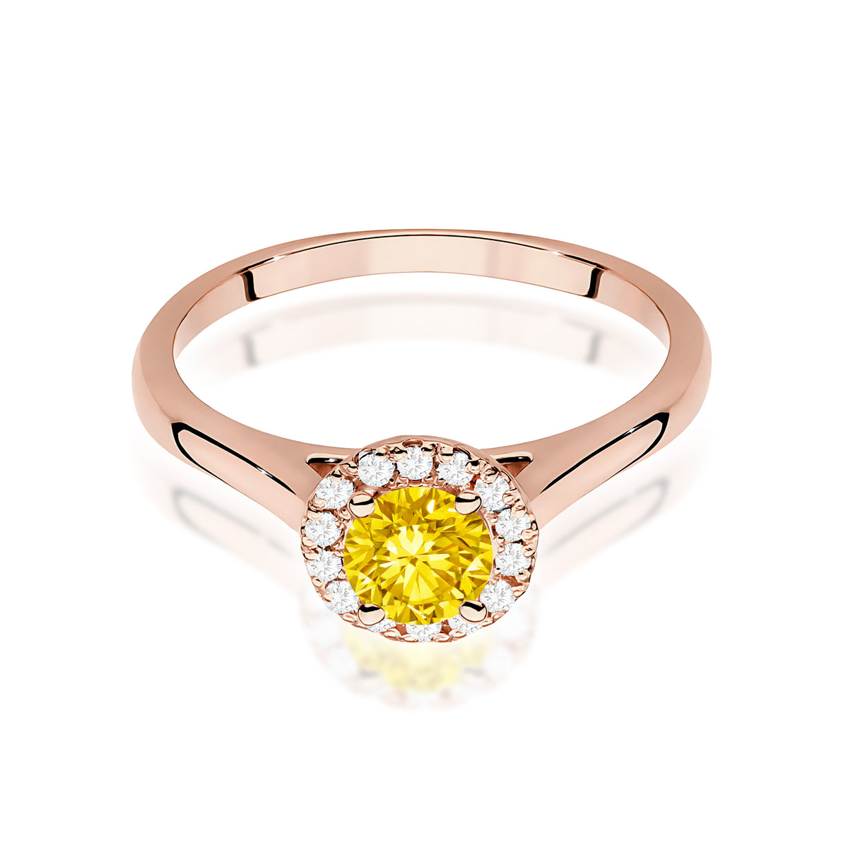 Inel Aur 14K cu Diamante Galben de Laborator 0.62 ct