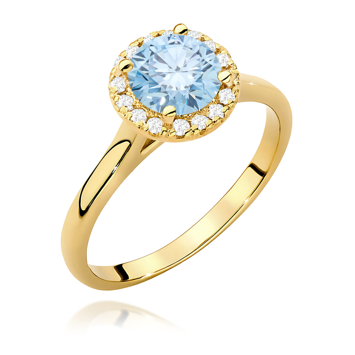 Inel Aur 14K cu Diamante Albastru de Laborator 1.14 ct