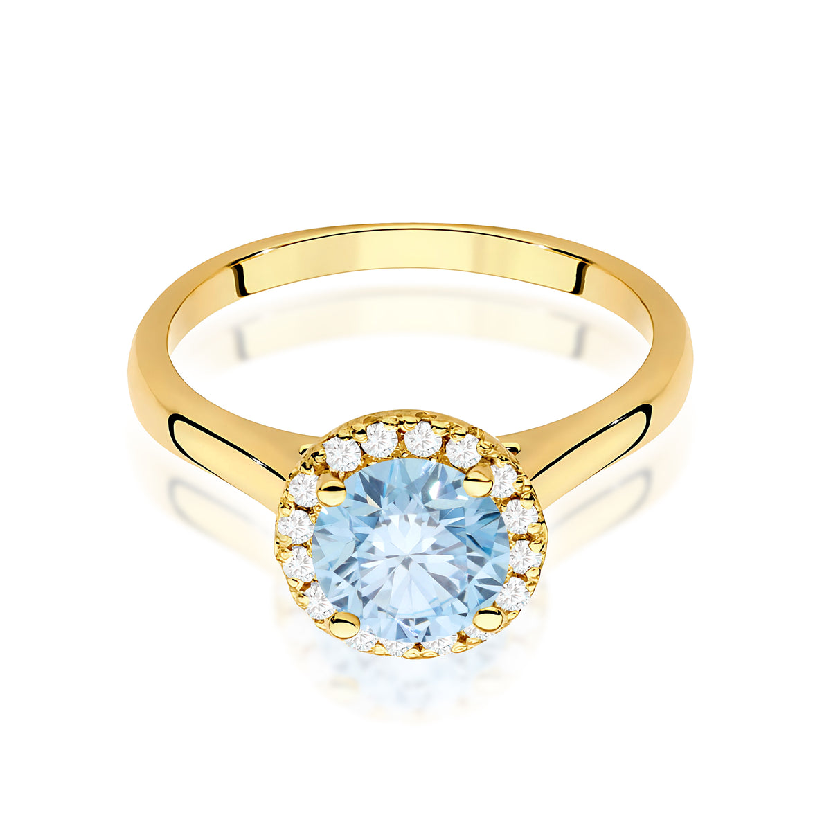Inel Aur 14K cu Diamante Albastru de Laborator 1.14 ct