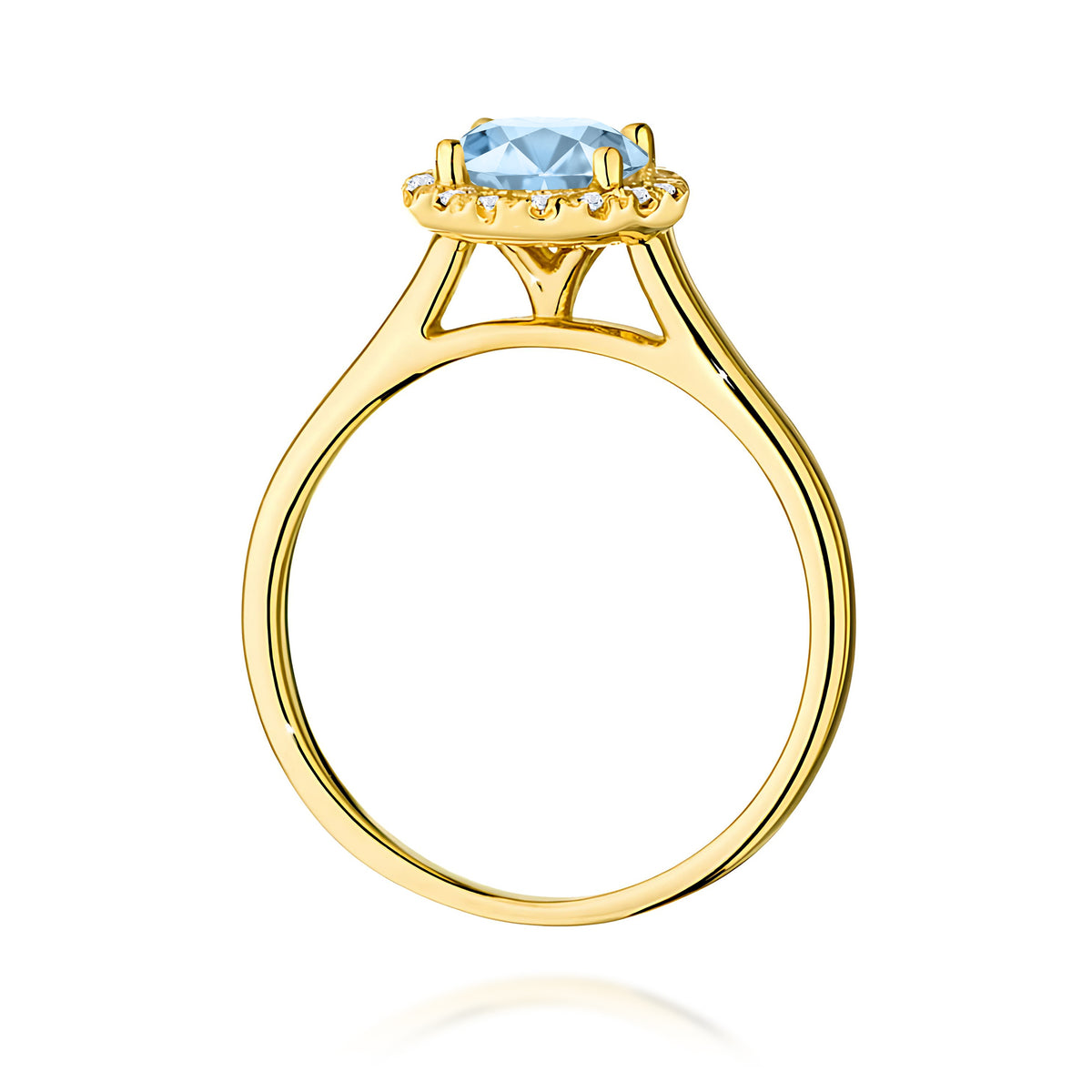 Inel Aur 14K cu Diamante Albastru de Laborator 1.14 ct