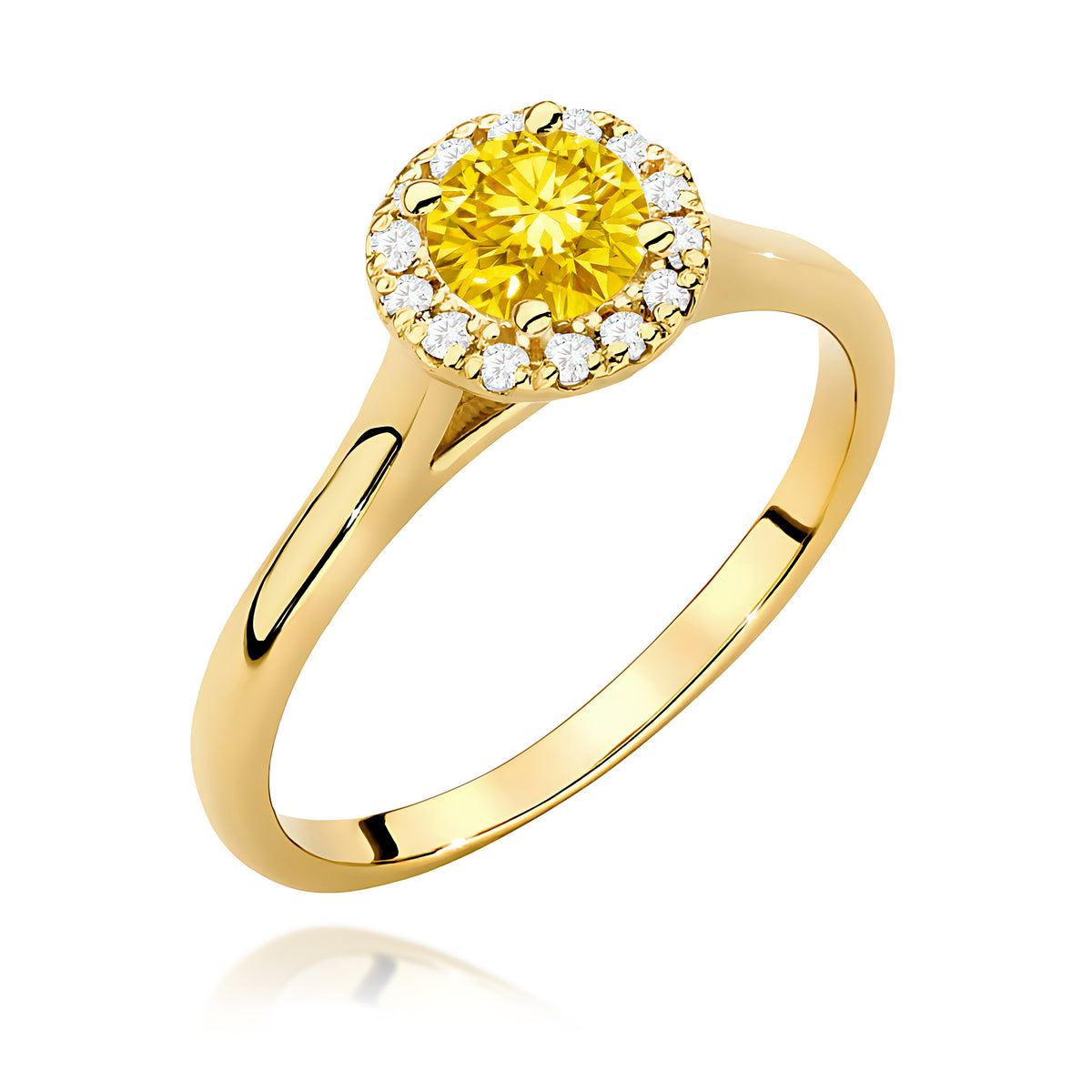 Inel Aur 14K cu Diamante Galben de Laborator 0.62 ct