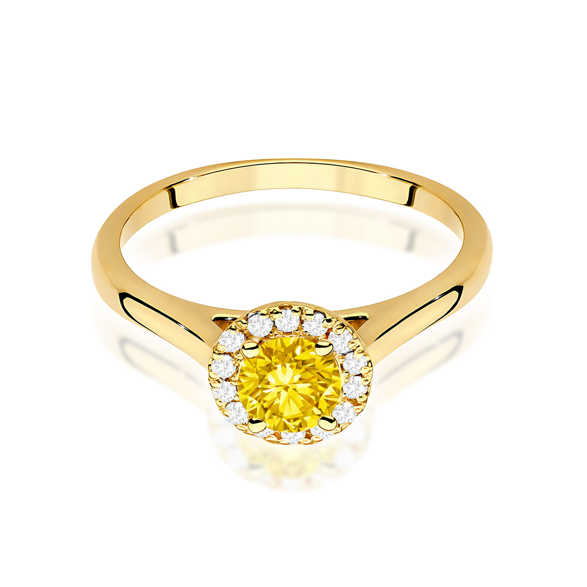 Inel Aur 14K cu Diamante Galben de Laborator 0.62 ct