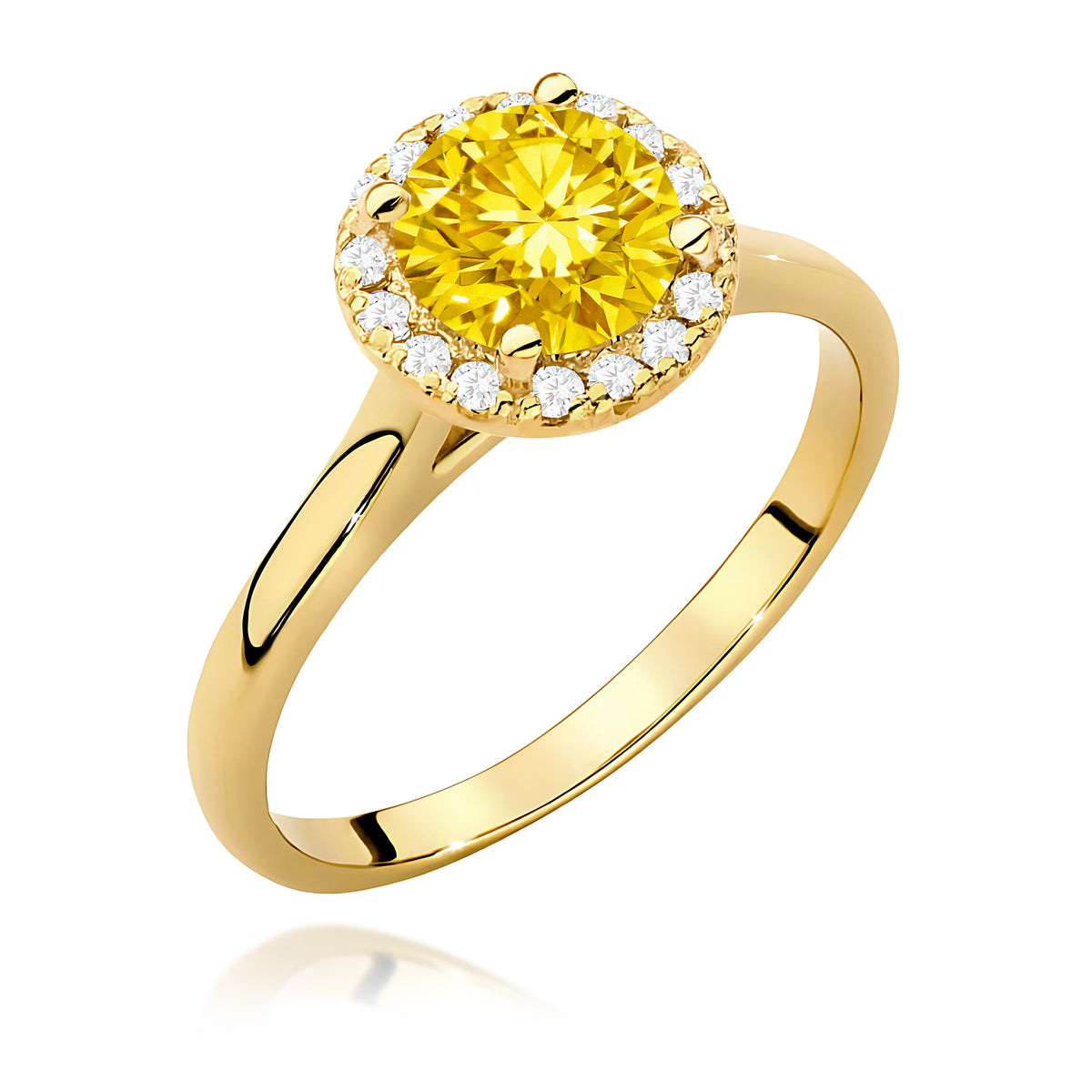 Inel Aur 14K cu Diamante Galben de Laborator 1.14 ct