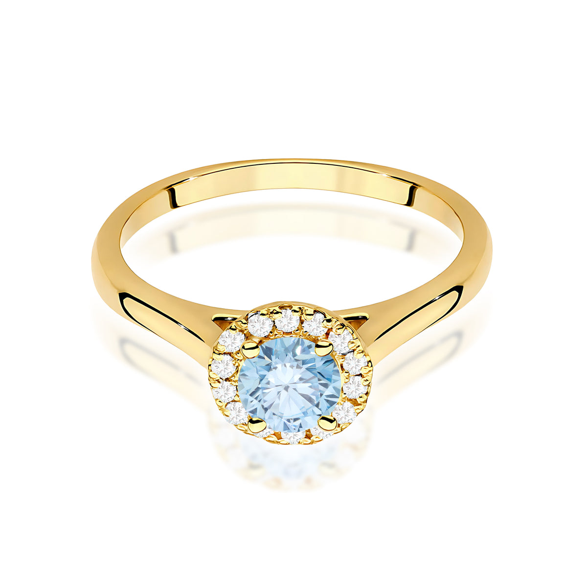 Inel Aur 9K cu Diamante Albastru de Laborator 0.62 ct