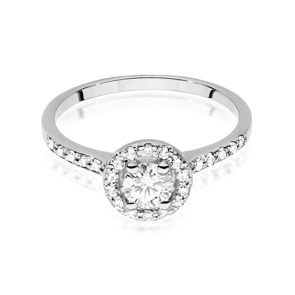 Inel Aur 9K cu Safir Alb 0.60 ct si Diamante Naturale 0.24 ct
