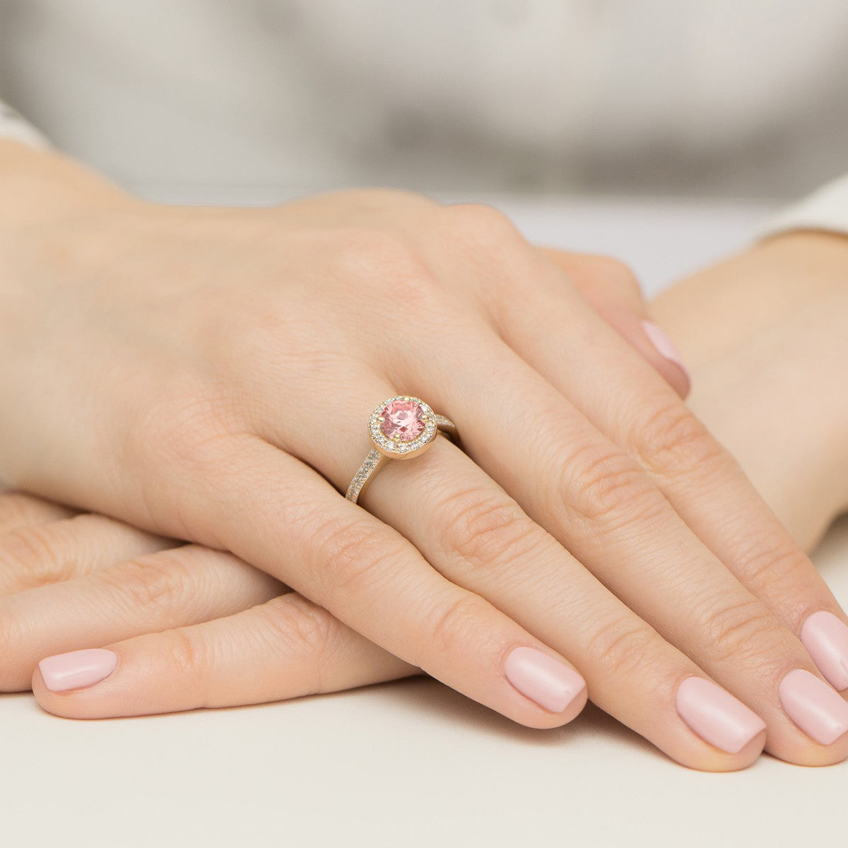 Inel Aur 9K cu Diamante Roz de Laborator 1.38 ct