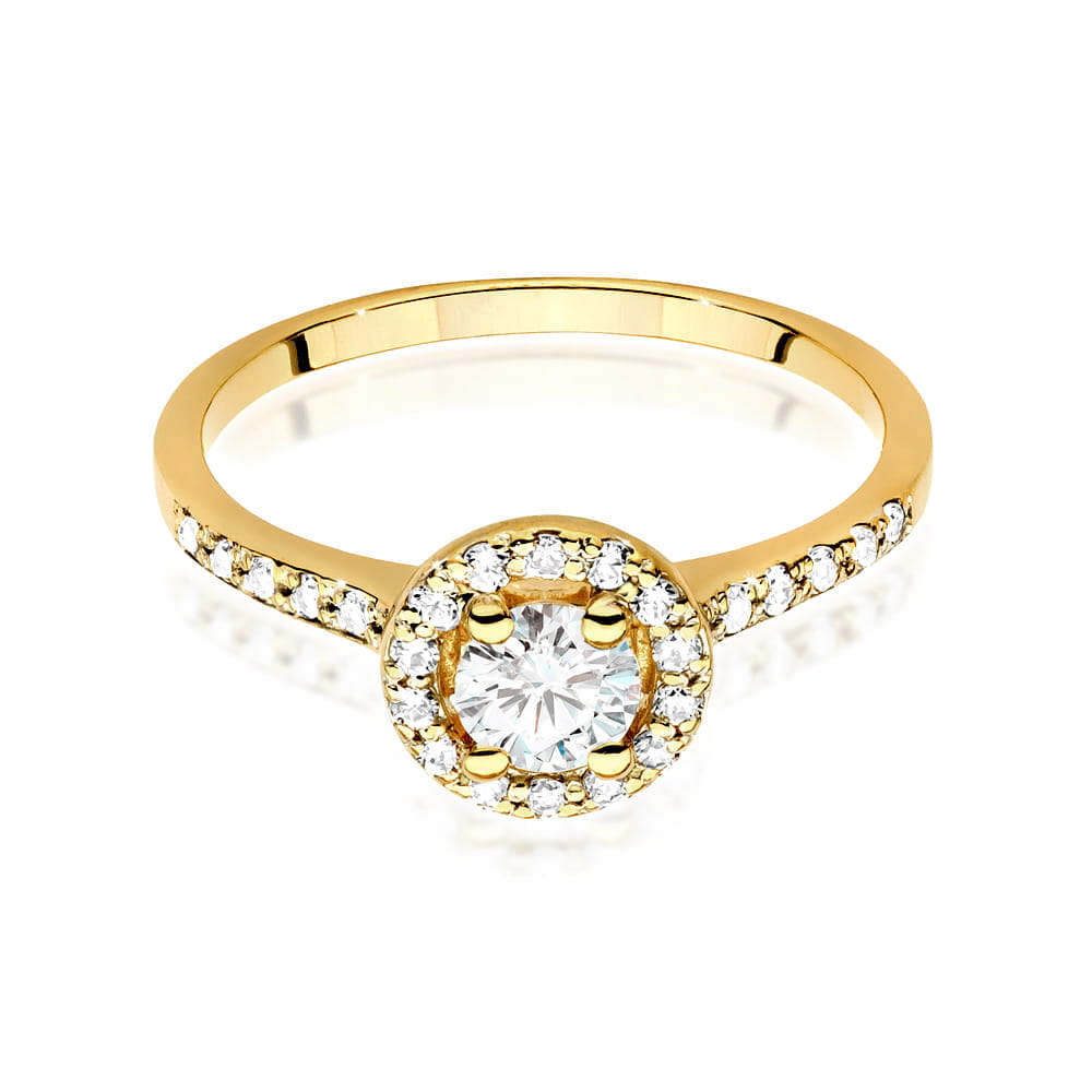 Inel Aur 9K cu Safir Alb 0.60 ct si Diamante Naturale 0.24 ct
