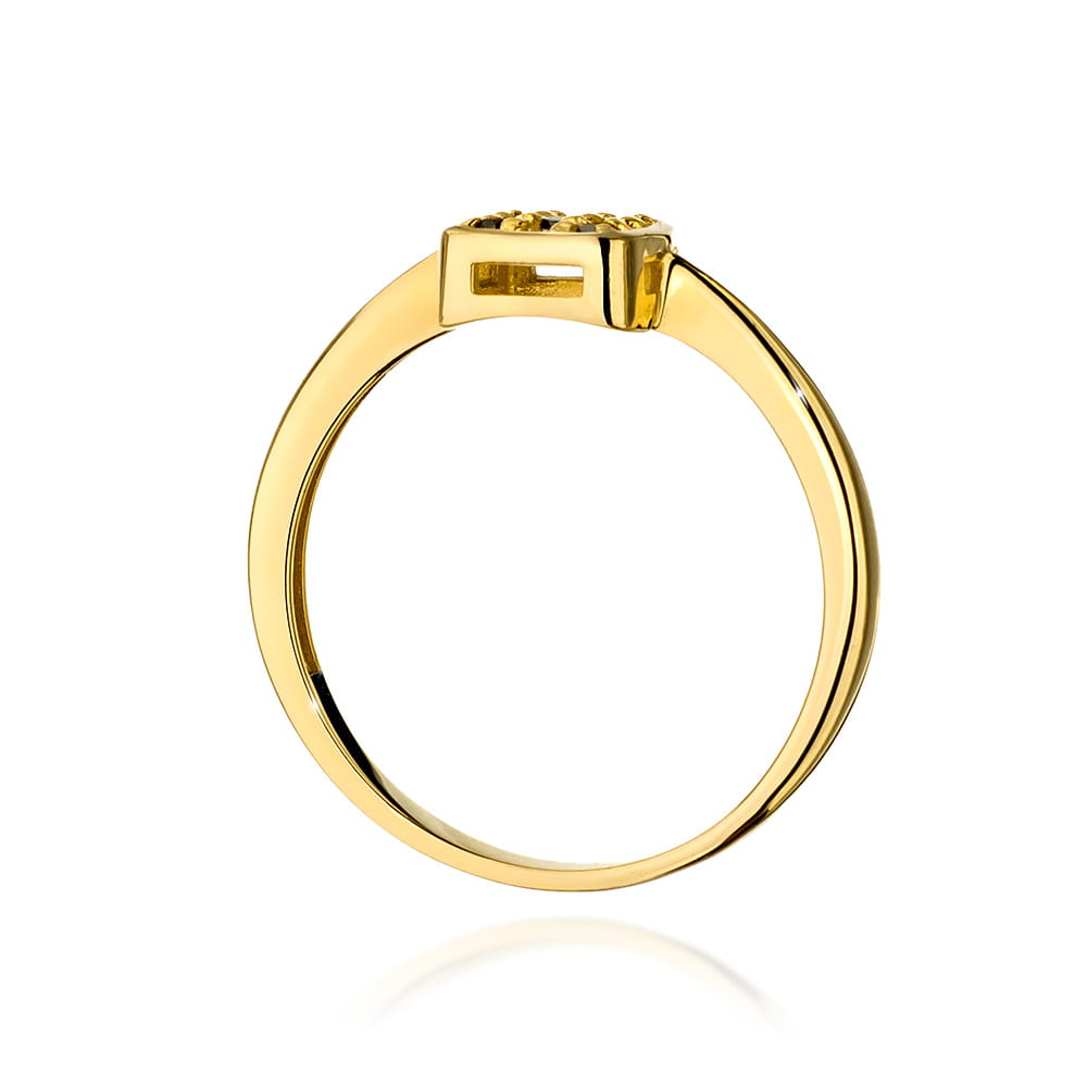 Inel Aur 9K cu Diamante Naturale Albe si Negre 0.13 ct