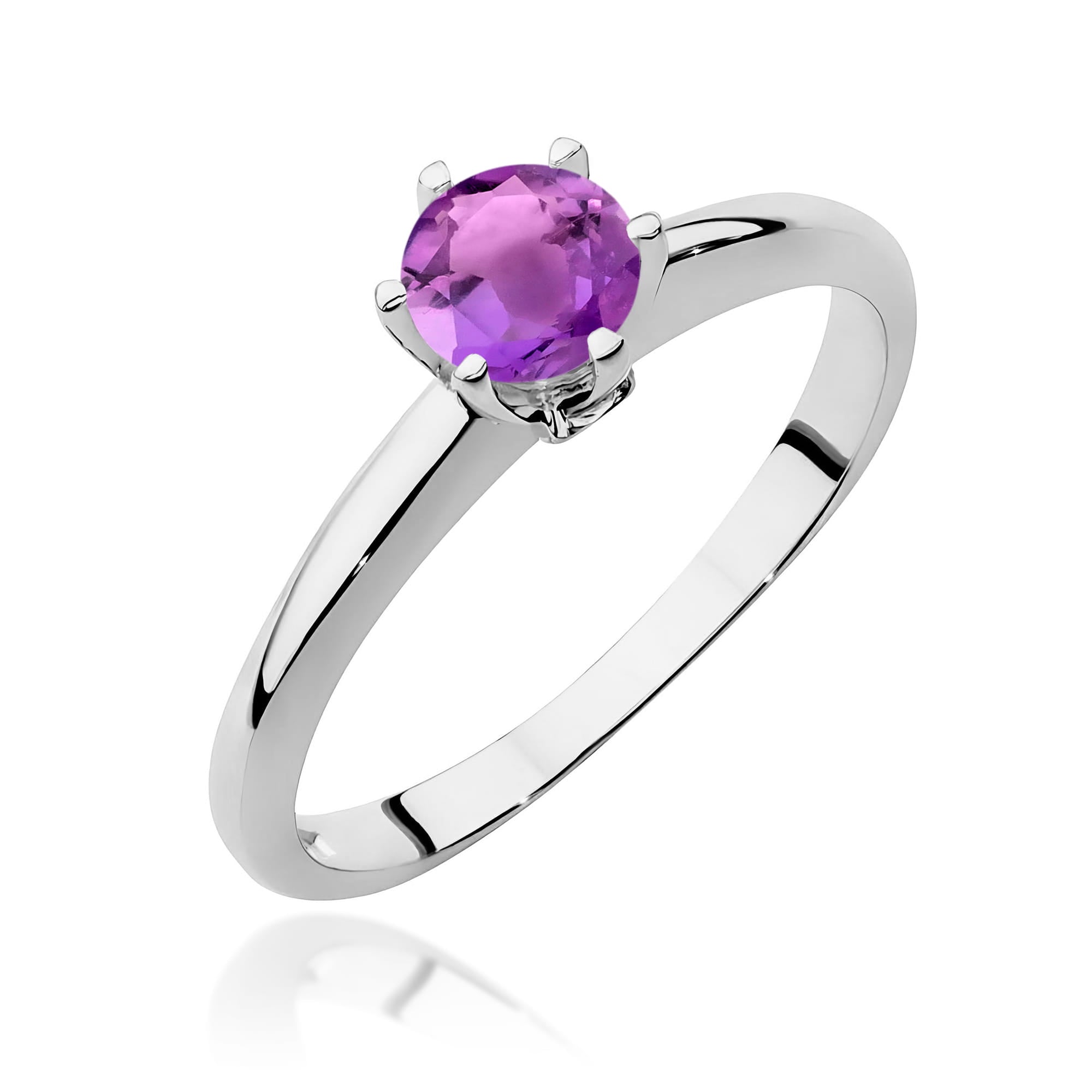 Inel Aur 9K cu Ametist 0.50 ct si Diamante Naturale 0.04 ct