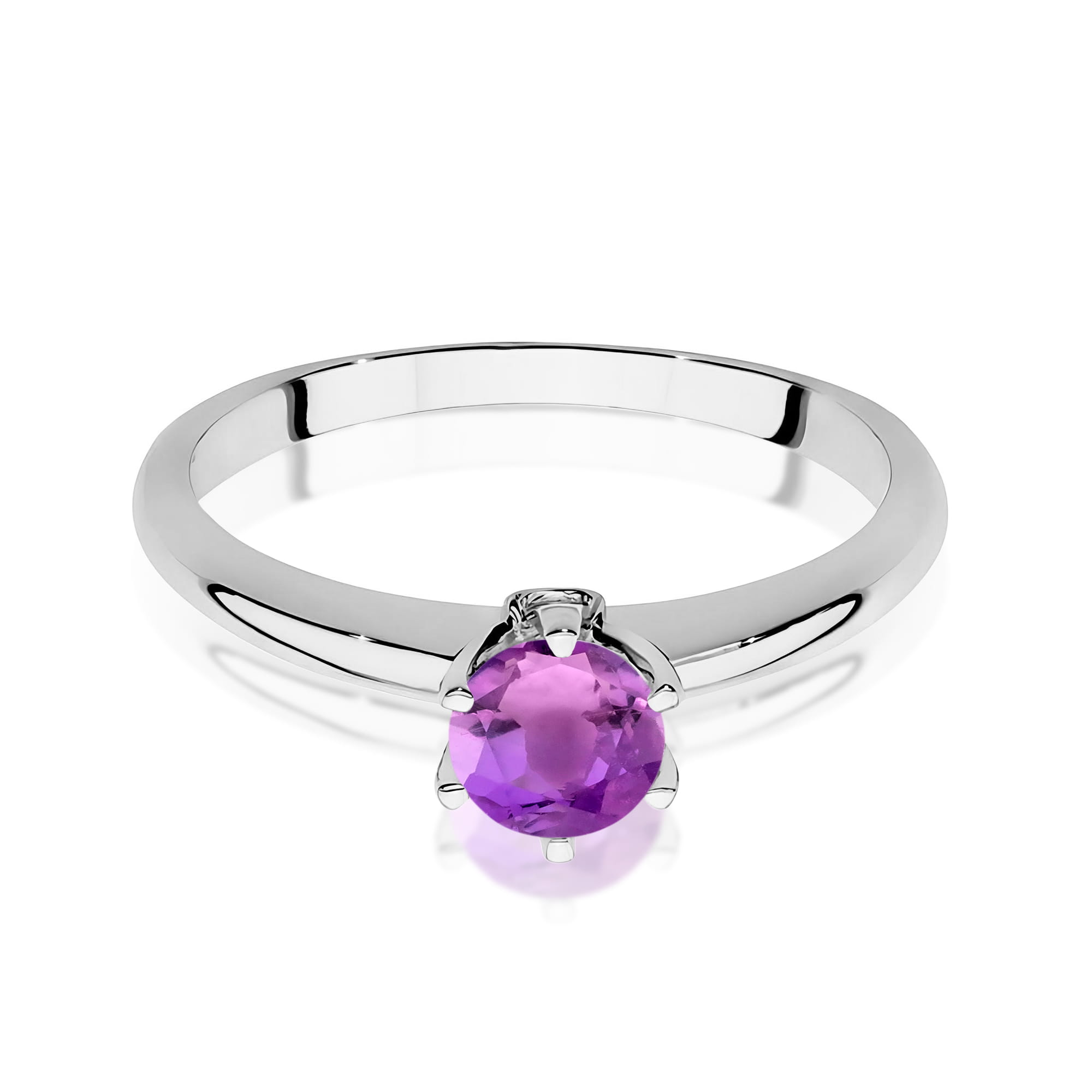 Inel Aur 9K cu Ametist 0.50 ct si Diamante Naturale 0.04 ct