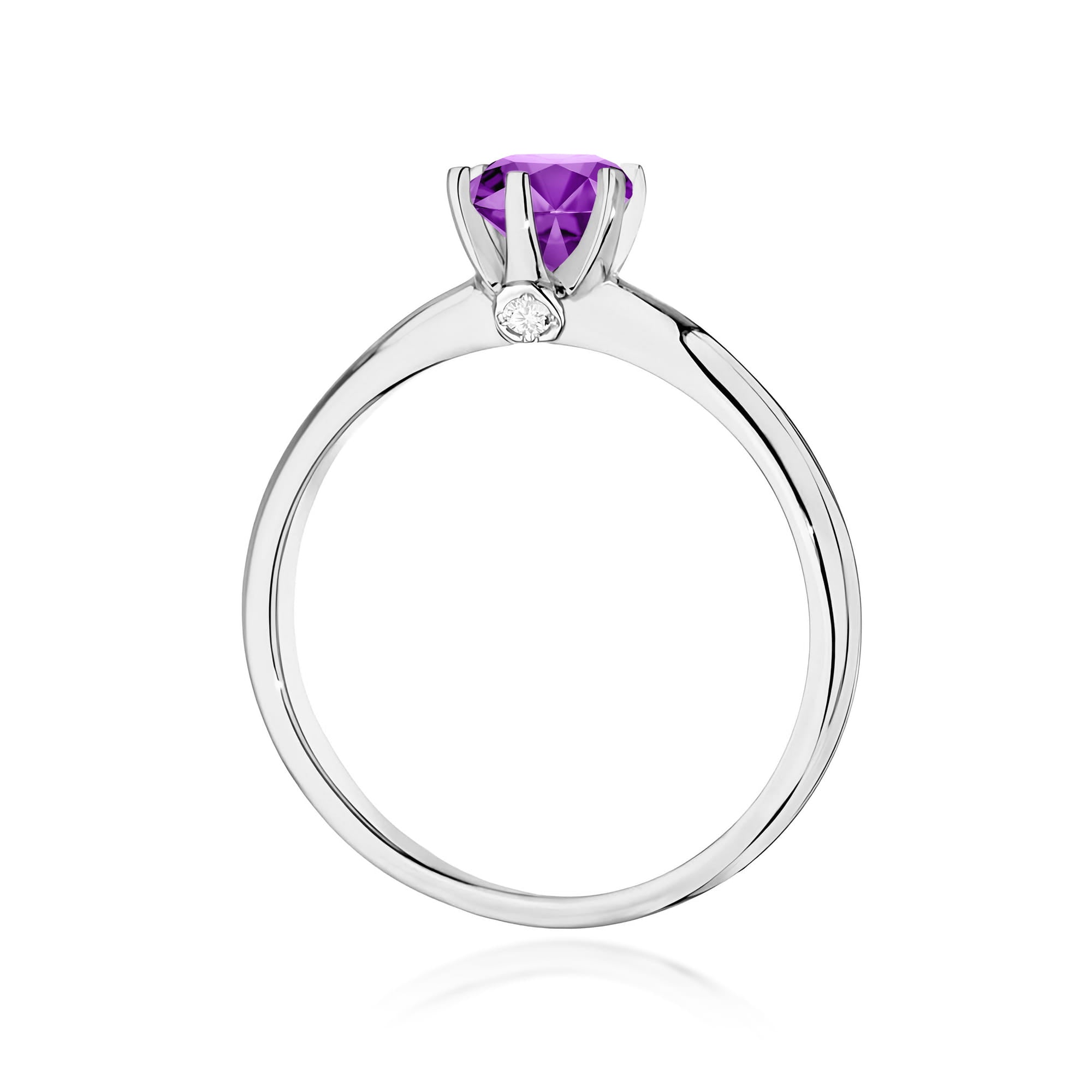 Inel Aur 9K cu Ametist 0.50 ct si Diamante Naturale 0.04 ct