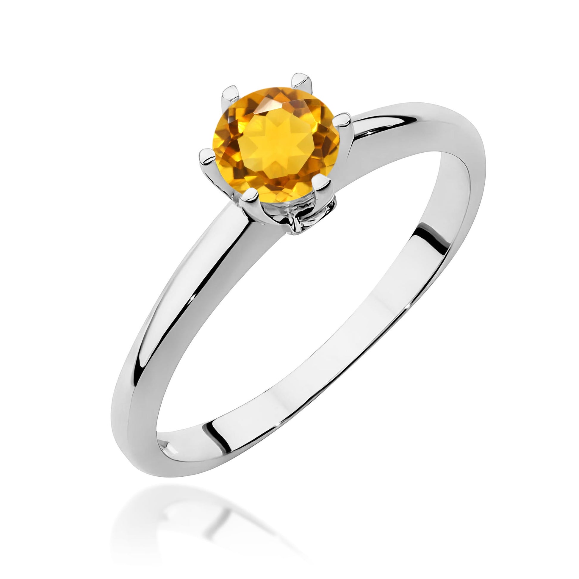 Inel Aur 9K cu Citrin 0.50 ct si Diamante Naturale 0.04 ct