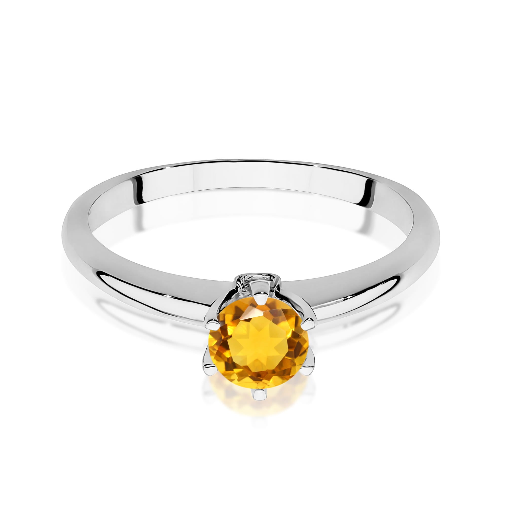 Inel Aur 9K cu Citrin 0.50 ct si Diamante Naturale 0.04 ct