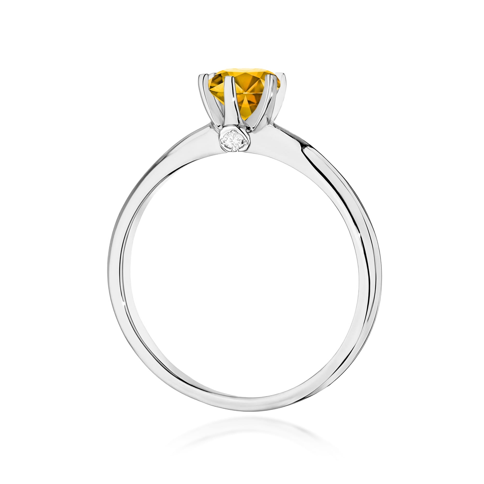 Inel Aur 9K cu Citrin 0.50 ct si Diamante Naturale 0.04 ct