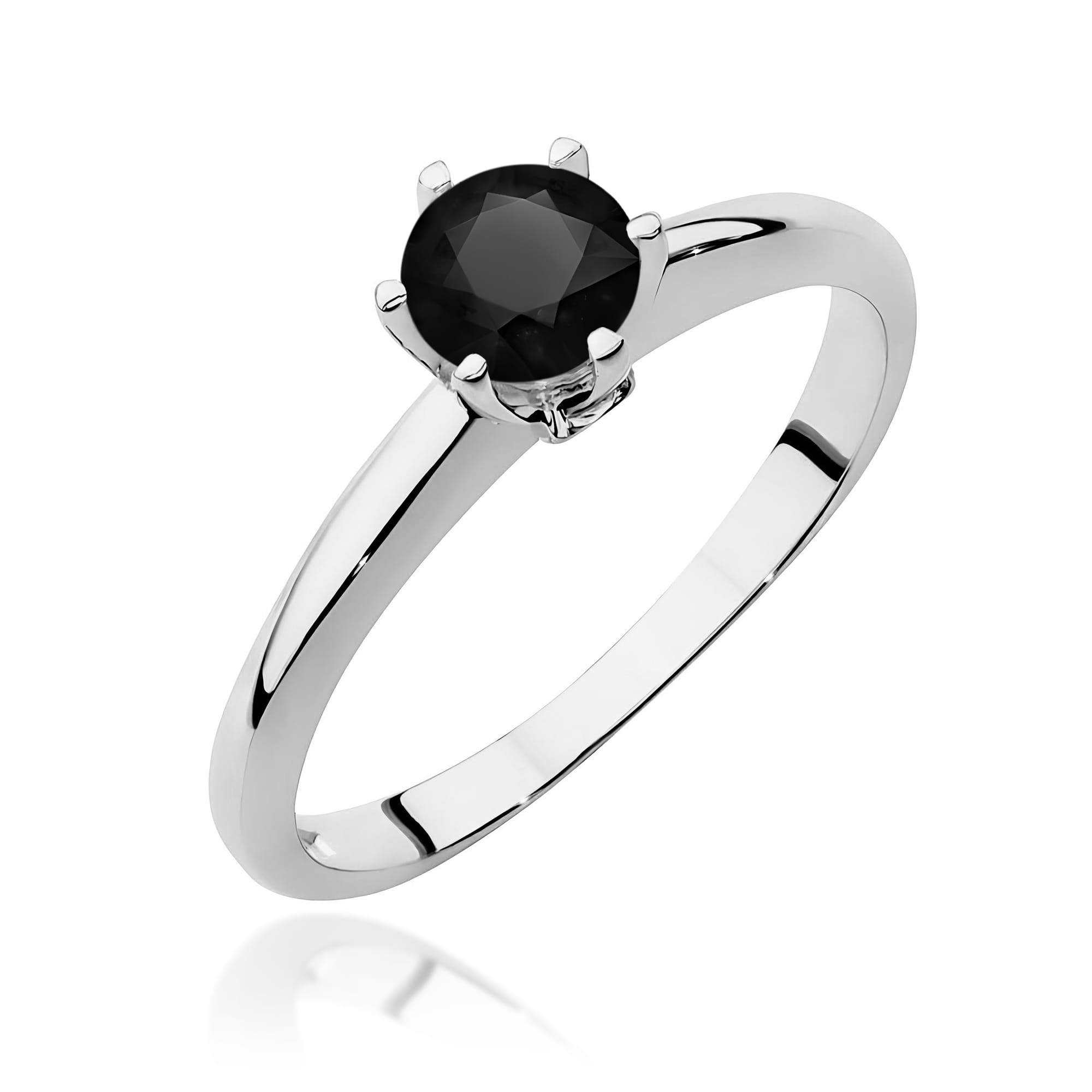 Inel Aur 9K cu Diamante Naturale Albe si Negre 0.54 ct