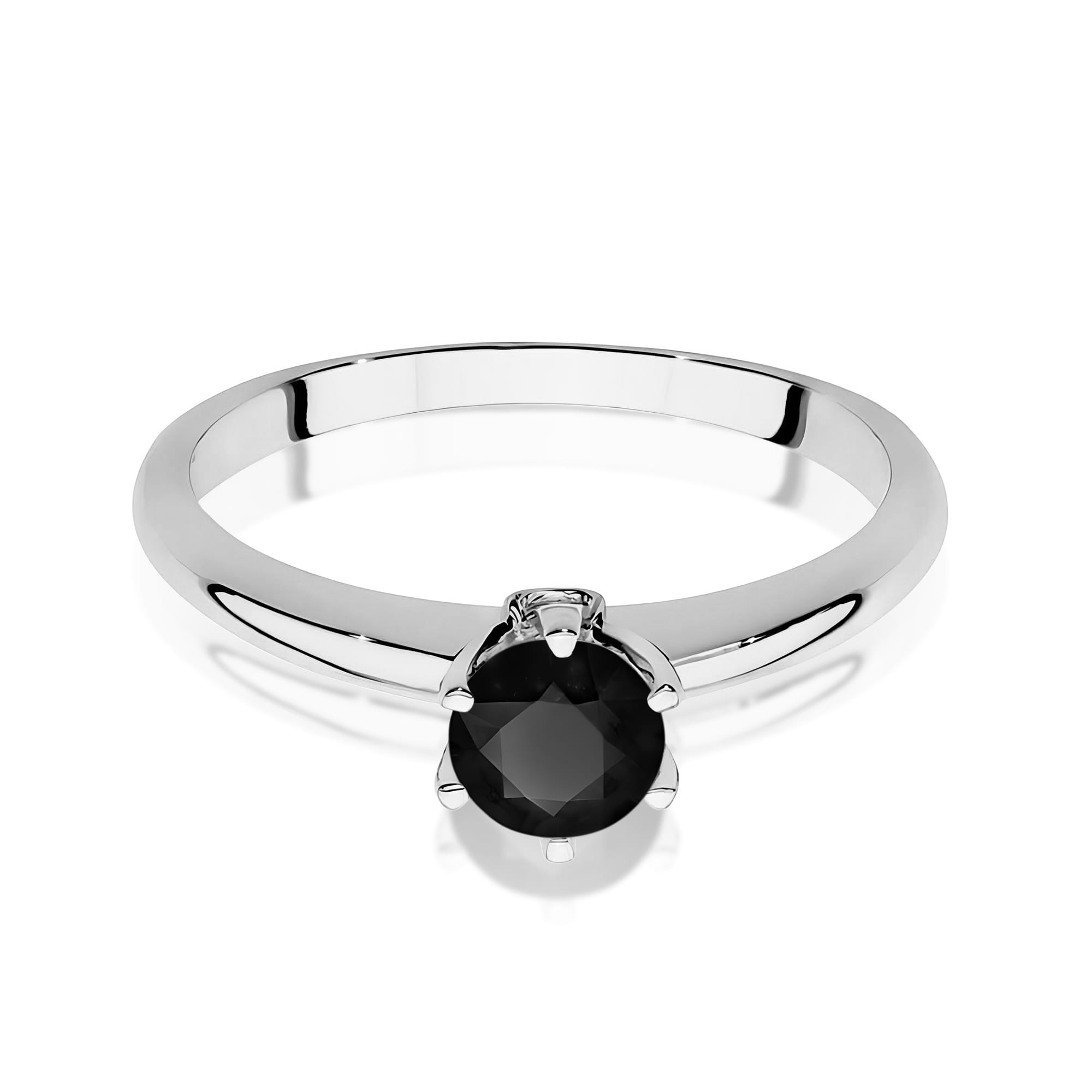 Inel Aur 9K cu Diamante Naturale Albe si Negre 0.54 ct