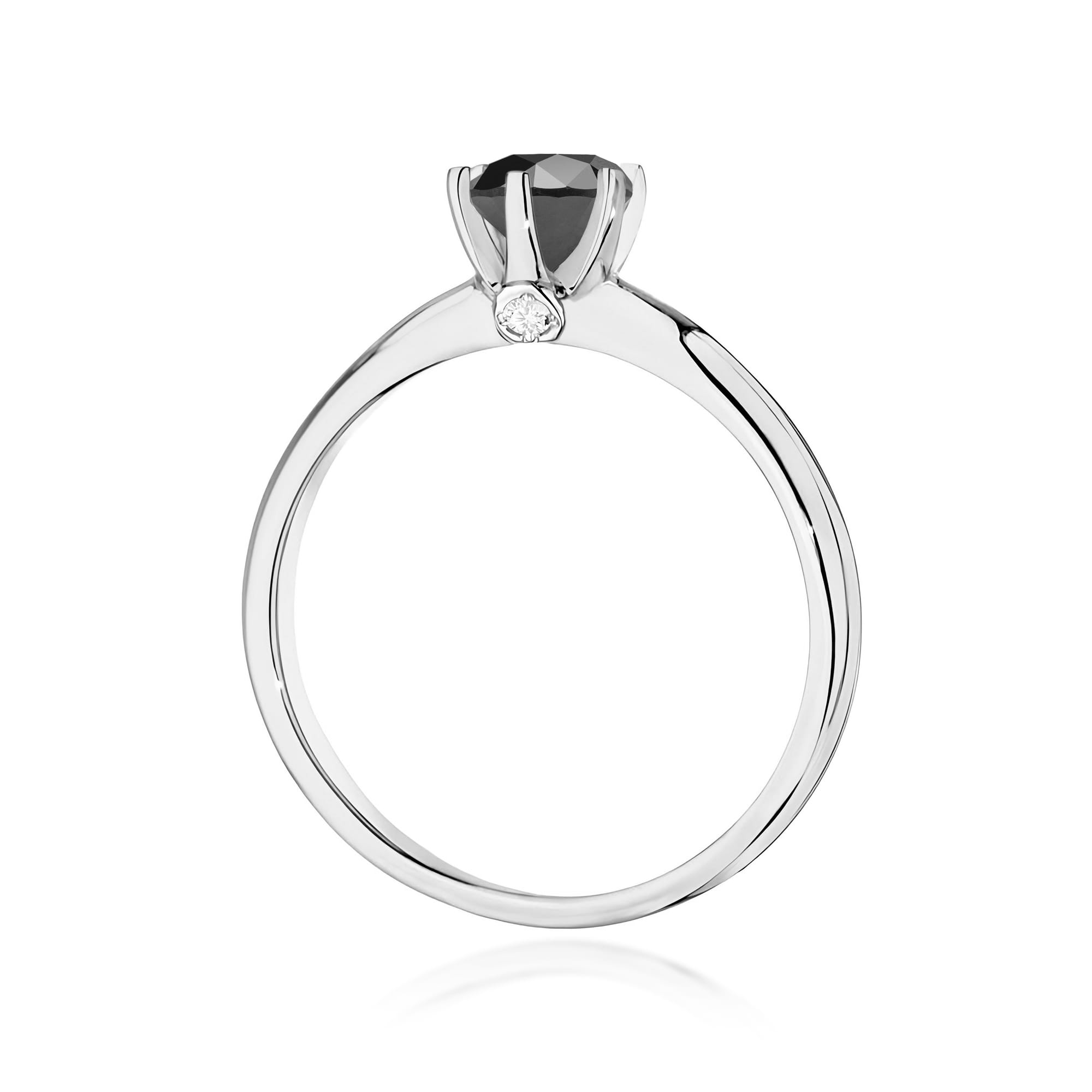 Inel Aur 9K cu Diamante Naturale Albe si Negre 0.54 ct