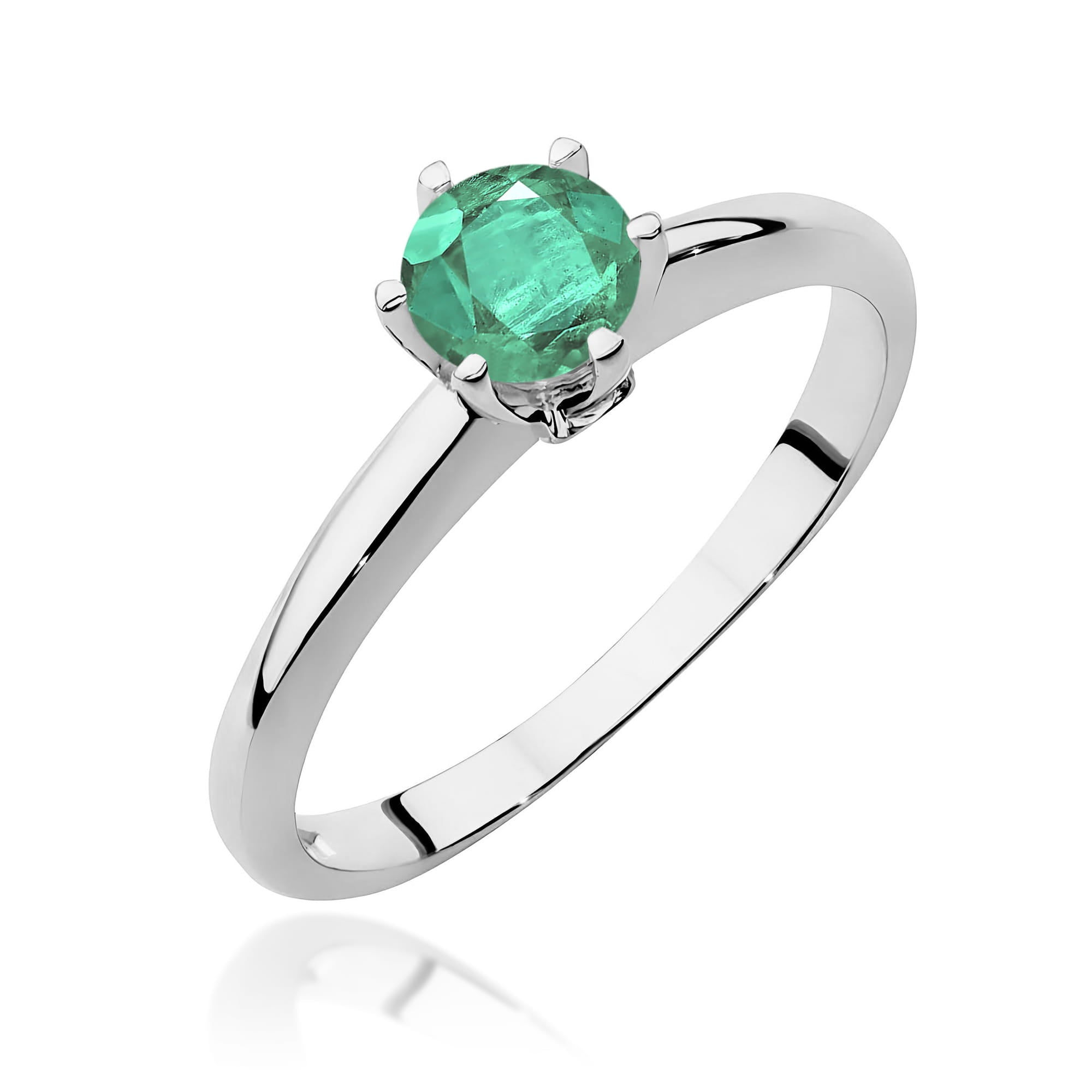 Inel Aur 9K cu Smarald 0.50 ct si Diamante Naturale 0.04 ct