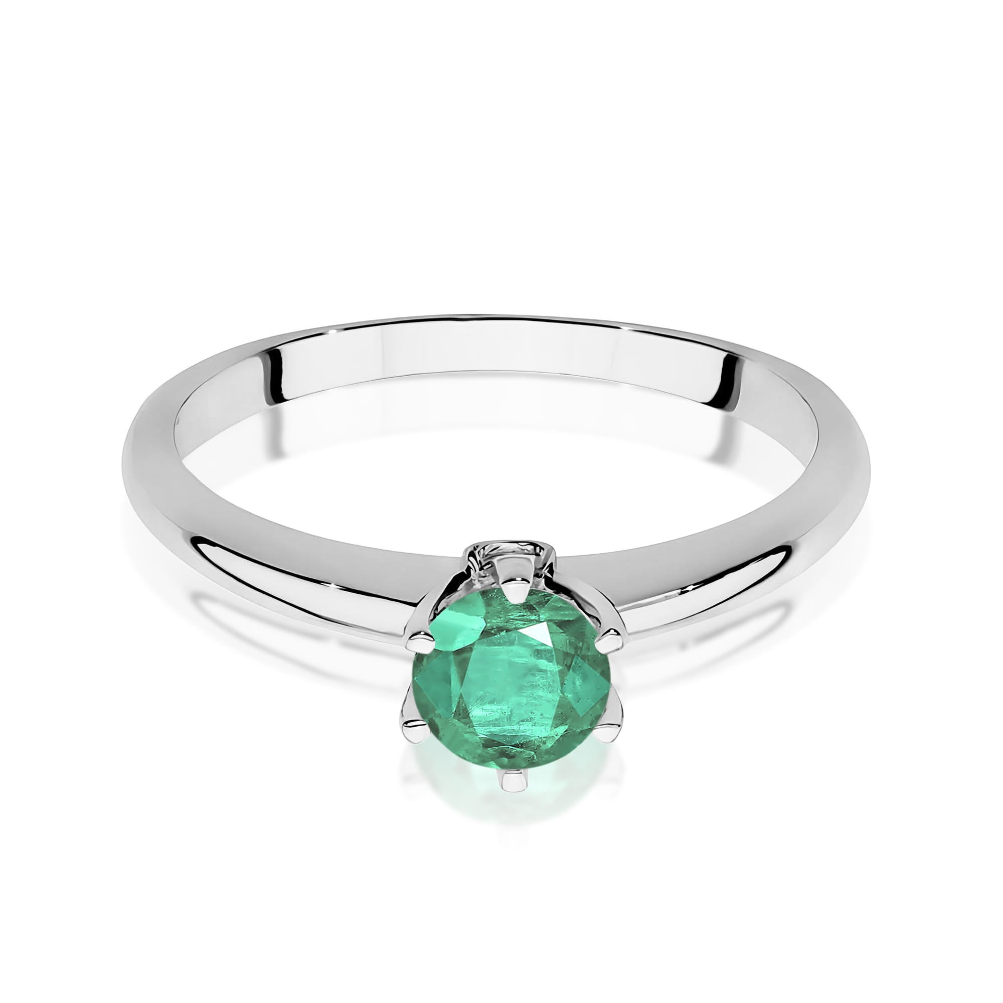 Inel Aur 9K cu Smarald 0.50 ct si Diamante Naturale 0.04 ct