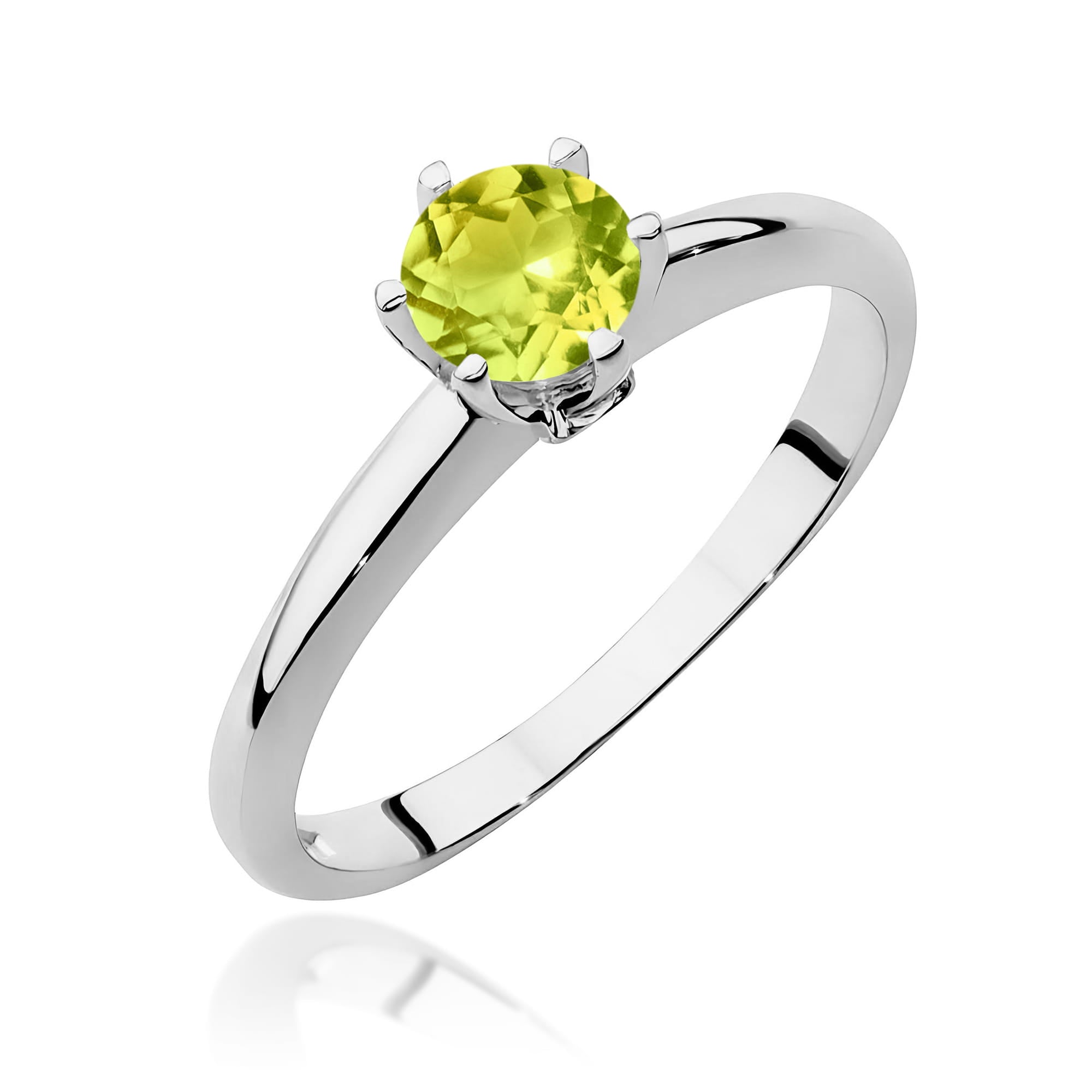 Inel Aur 9K cu Peridot 0.60 ct si Diamante Naturale 0.04 ct