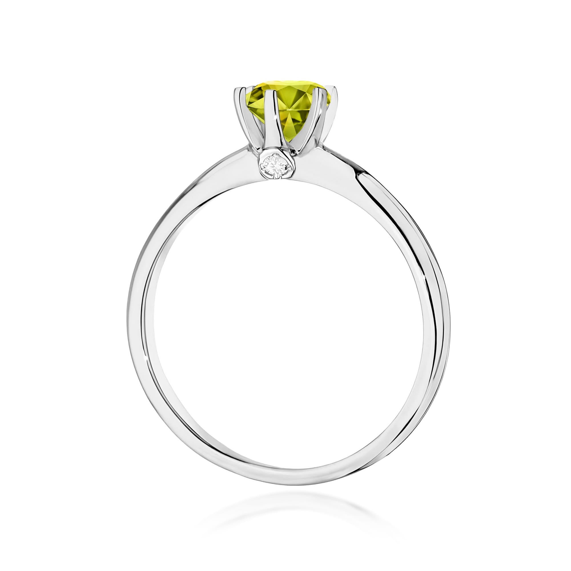 Inel Aur 9K cu Peridot 0.60 ct si Diamante Naturale 0.04 ct