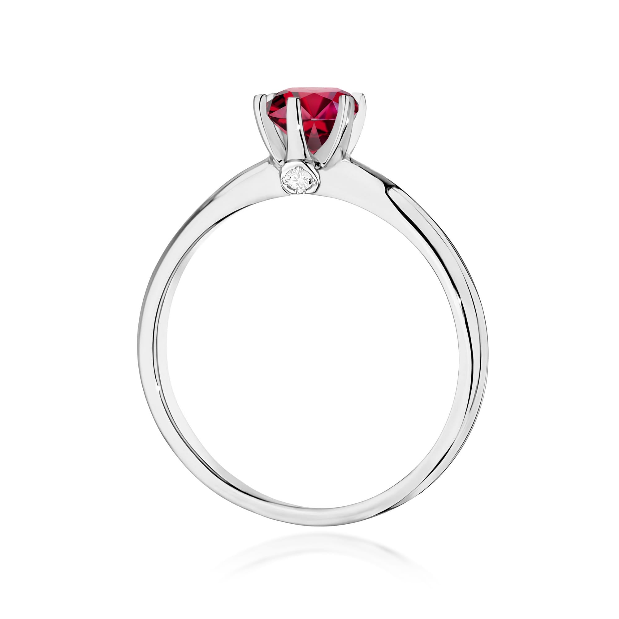 Inel Aur 9K cu Rubin 0.60 ct si Diamante Naturale 0.04 ct